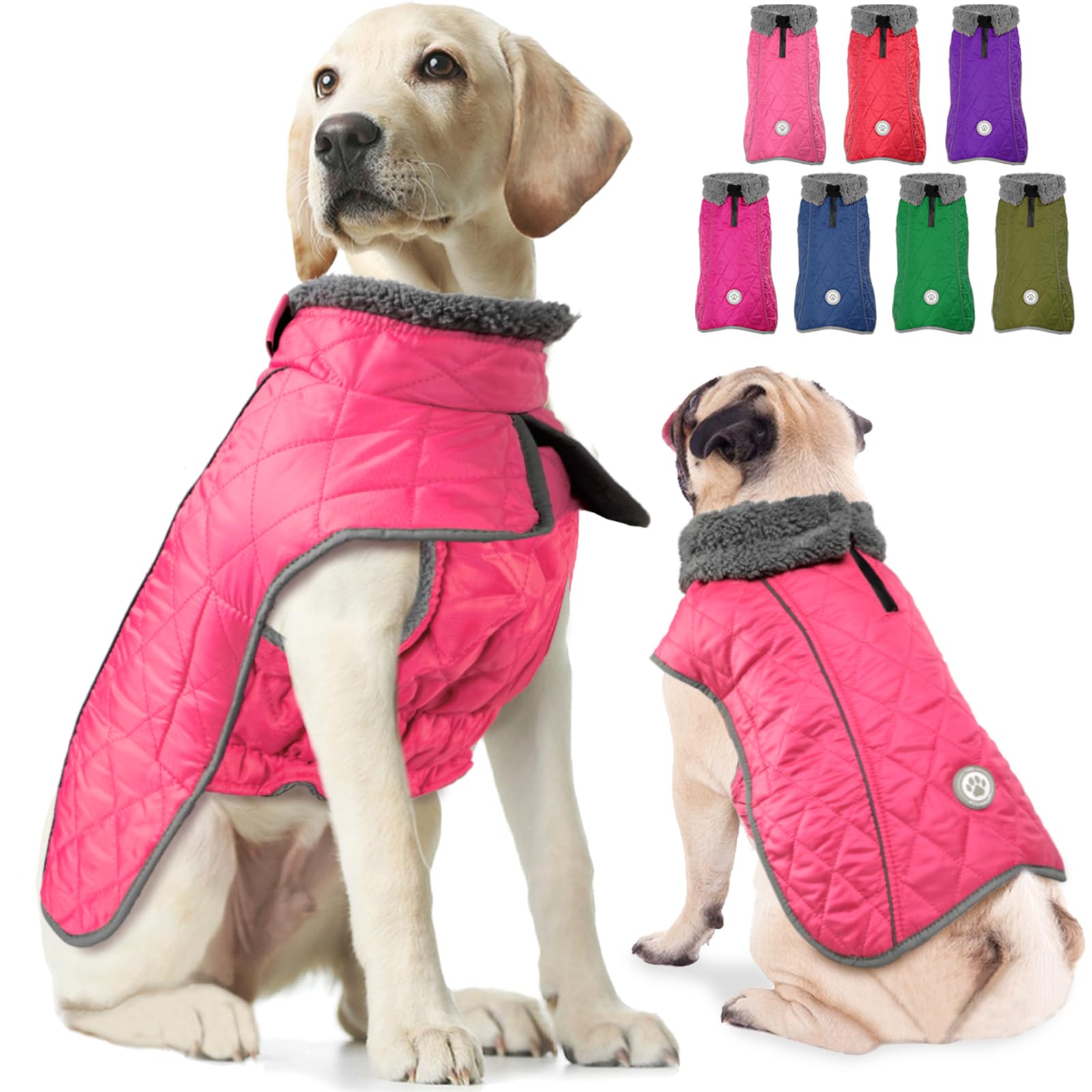Fragralley Dog Coat, Waterproof Windproof Dog Winter Coat, Reflective Dog Cold Weather Coats with Harness Hole, Dog Warm Fleece 