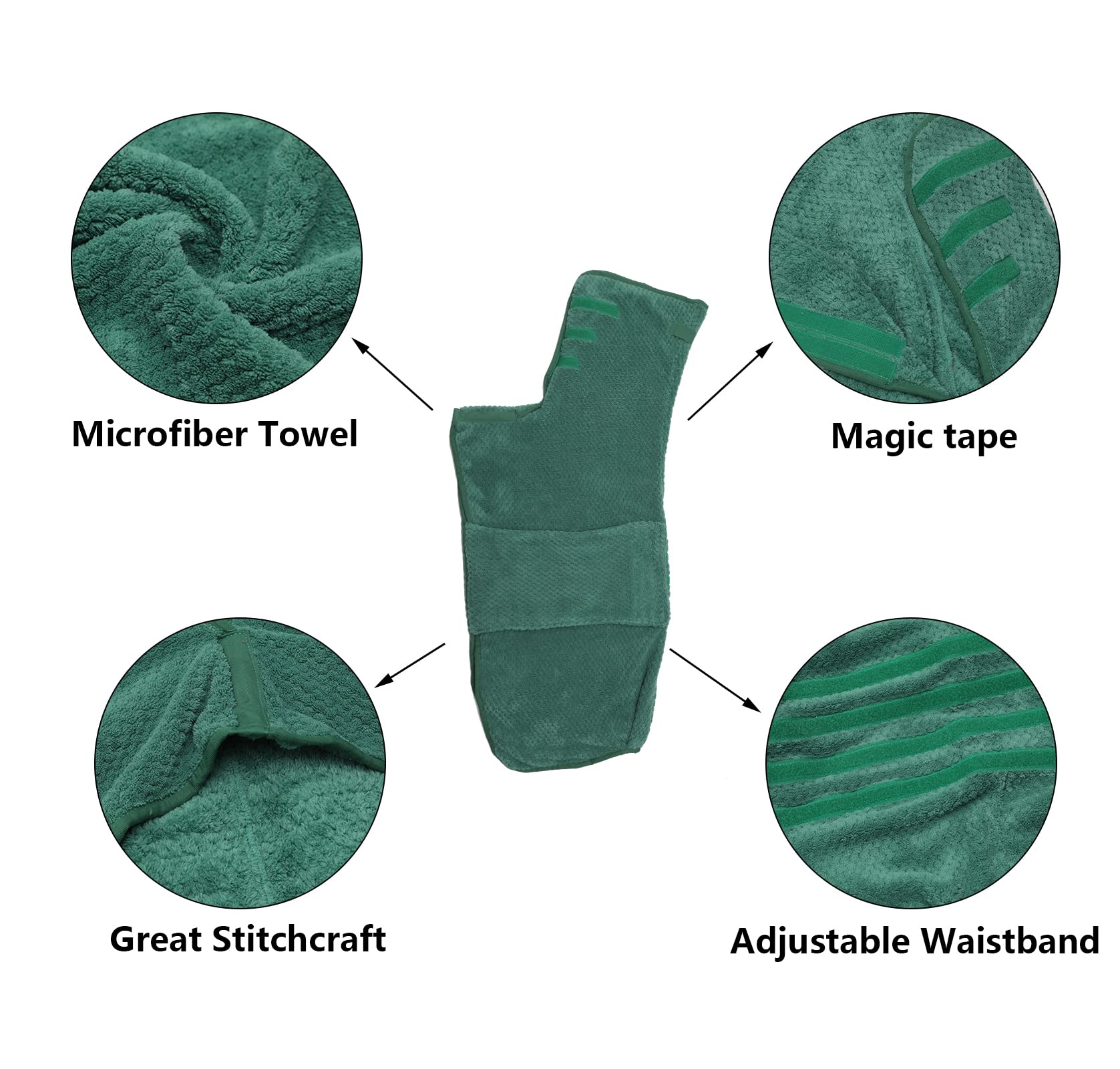 Geyecete Dog Bathrobe Towel Dog Drying Coat-Dry Fast Dog Bag-Pineapple Grid Fast Drying Super Absorbent Pet Dog Cat Bath Robe Towel-Green-Xl