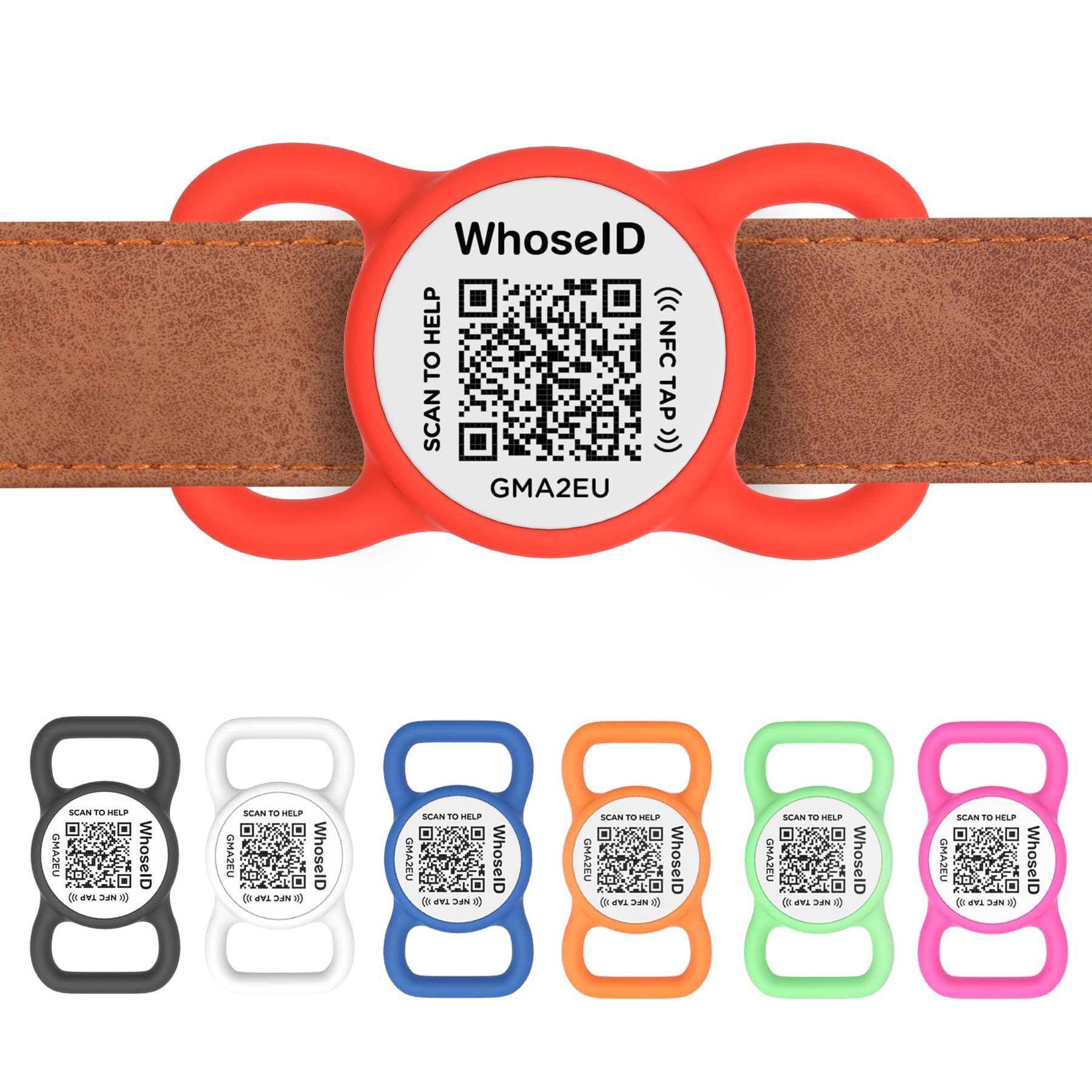 WhoseID QR Code Dog Tag with NFC, Personalized Pet ID Tag, Silent Silicone Dog ID Tag, Modifiable Pet Online Profile, Multiple E