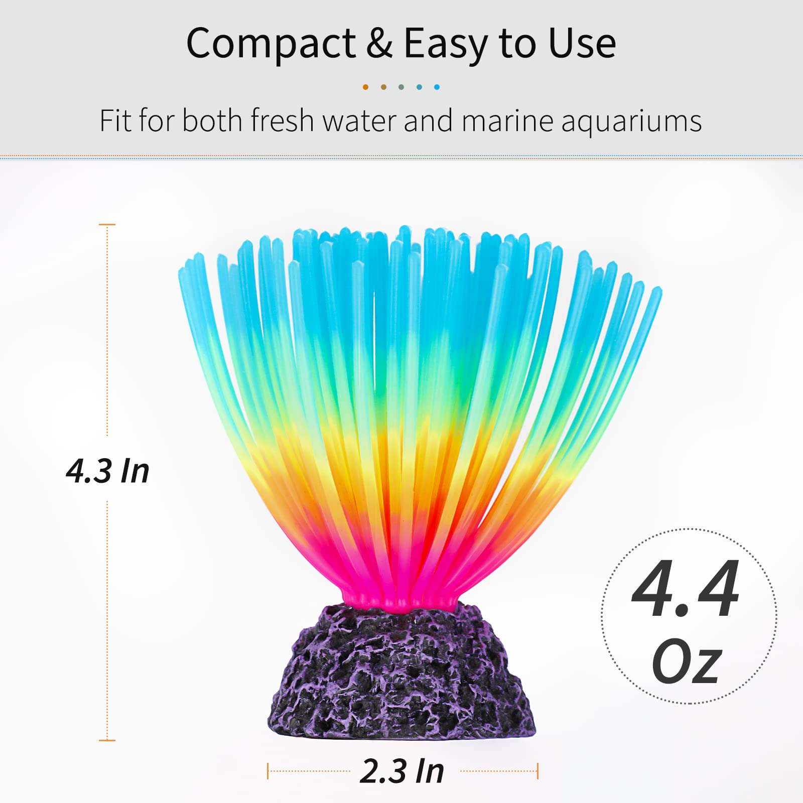 Uniclife Aquarium Imitative Iridescent Blue Sea Urchin Ball Artificial Silicone Ornament With Glowing Effect For Fish Tank Lands