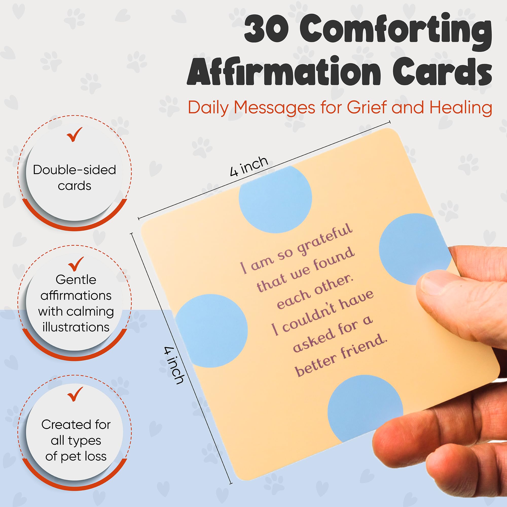 Wolfie's Wish Pet Loss Sympathy Gift - 30 Affirmation Cards, 4x4 inches, Blue & Pastels, Comfort for Grieving Pet Owners