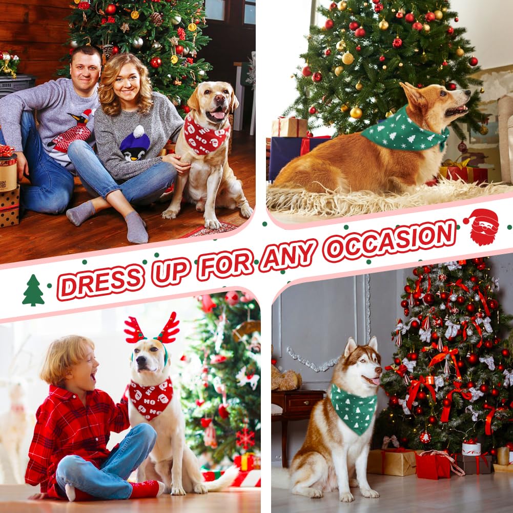 Vivifying Dog Christmas Bandana, 2 Pack Santa Claus And Christmas Tree Pet Scarves For Large And Extra Large Dogs, Holiday Pet C