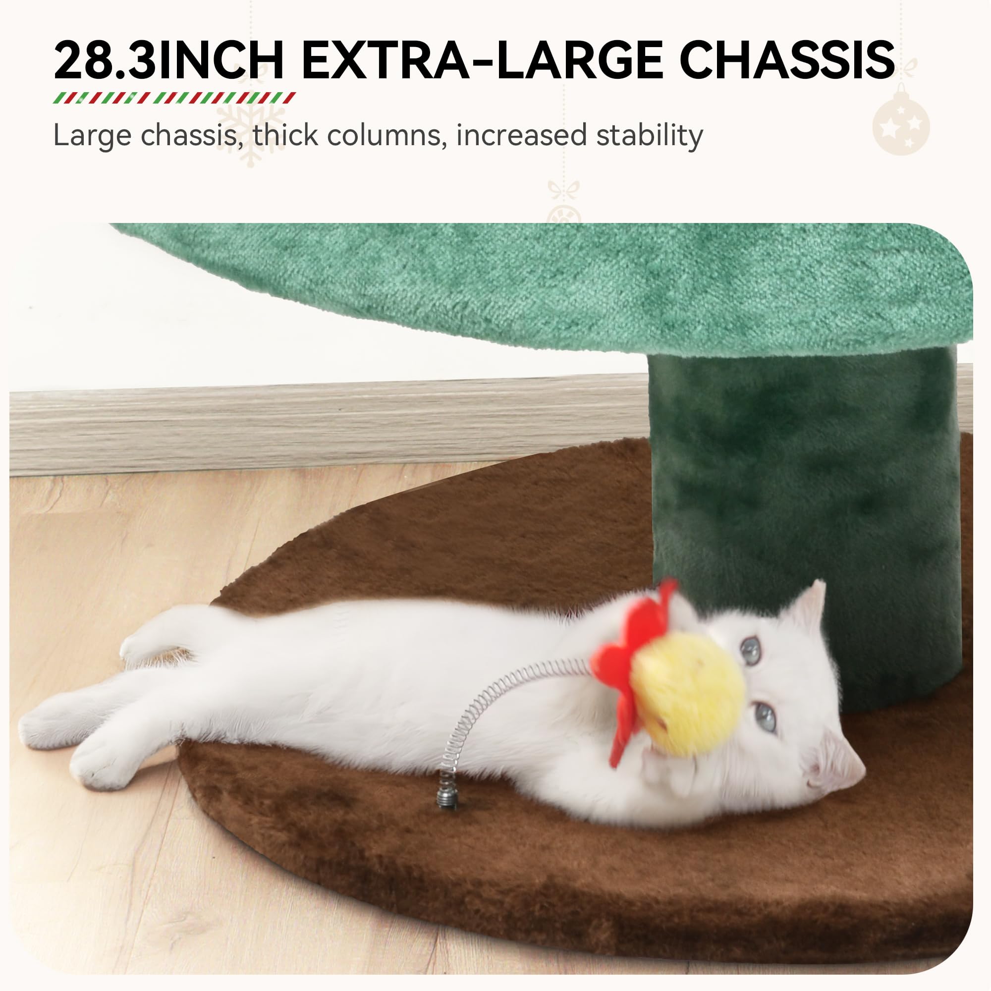 Yitahome 63 Christmas Cat Tree With Cat Teaser Toy, Cat Tower For Indoor Cats With 2 Cat House, Christmas Tree Design With Plu