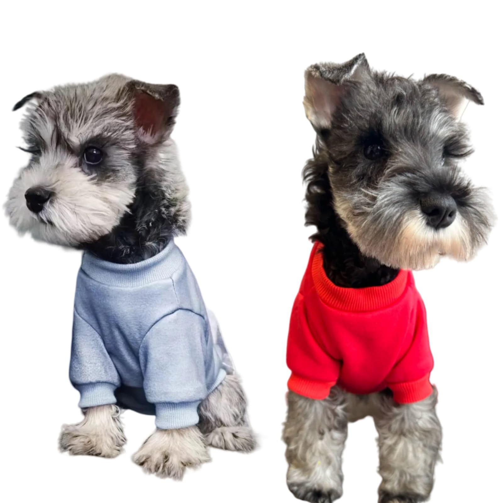 2-Piece Soft Dog & Puppy Sweater - Warm & Cute Winter Outfit For Small Dogs & Cats (Red+Blue, Medium)