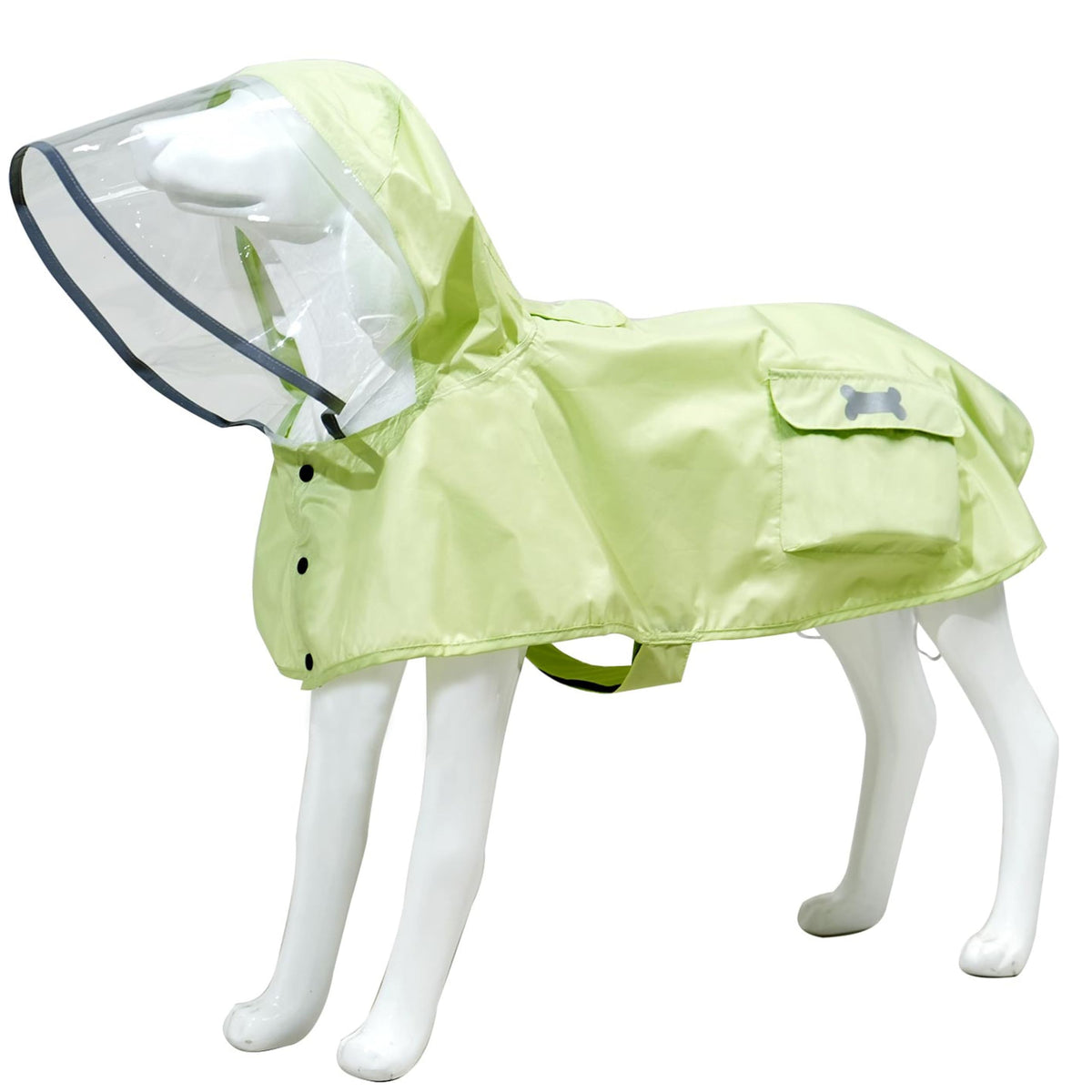 Waterproof Dog Raincoat, Adjustable Reflective Lightweight Pet Rain Clothes With Poncho Hood(Large,Light Green)