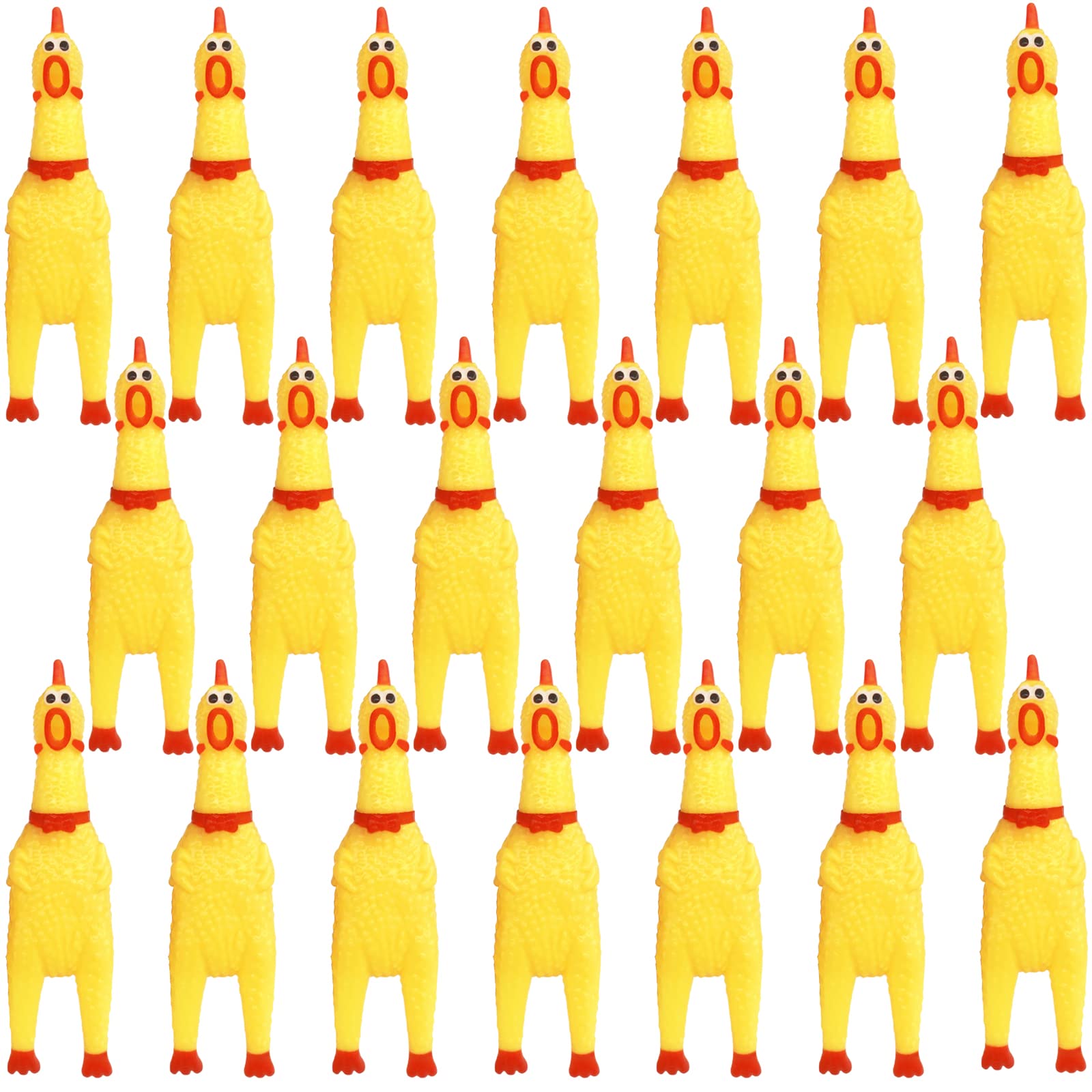 Zddaoole 20 Pcs Rubber Chicken,Screaming Chicken,Squeeze Chicken,Yellow Rubber Squawking Dog Toys,Prank Novelty Noise Toy