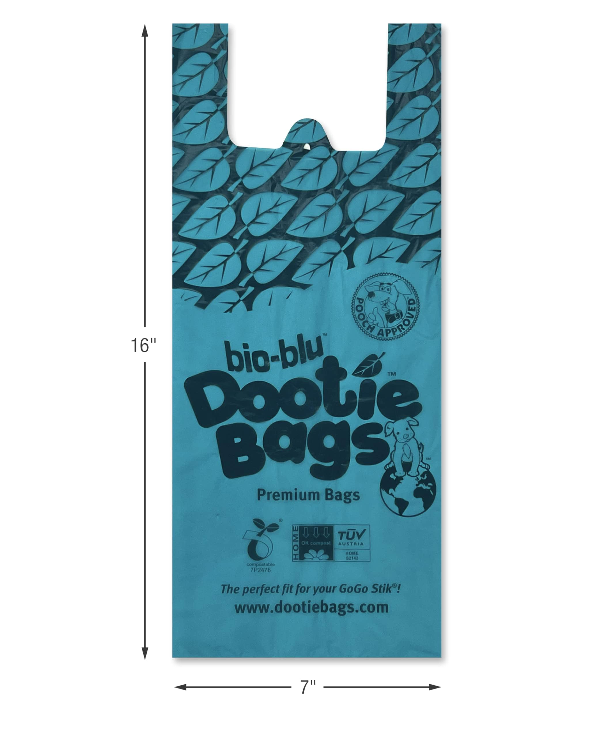 Bio-Blu Dootie Bags, Premium Medium-Large, E-Z Tie Handle Poop Bags, Made With Superior Material, Strong, Leak Proof, 100 Count.