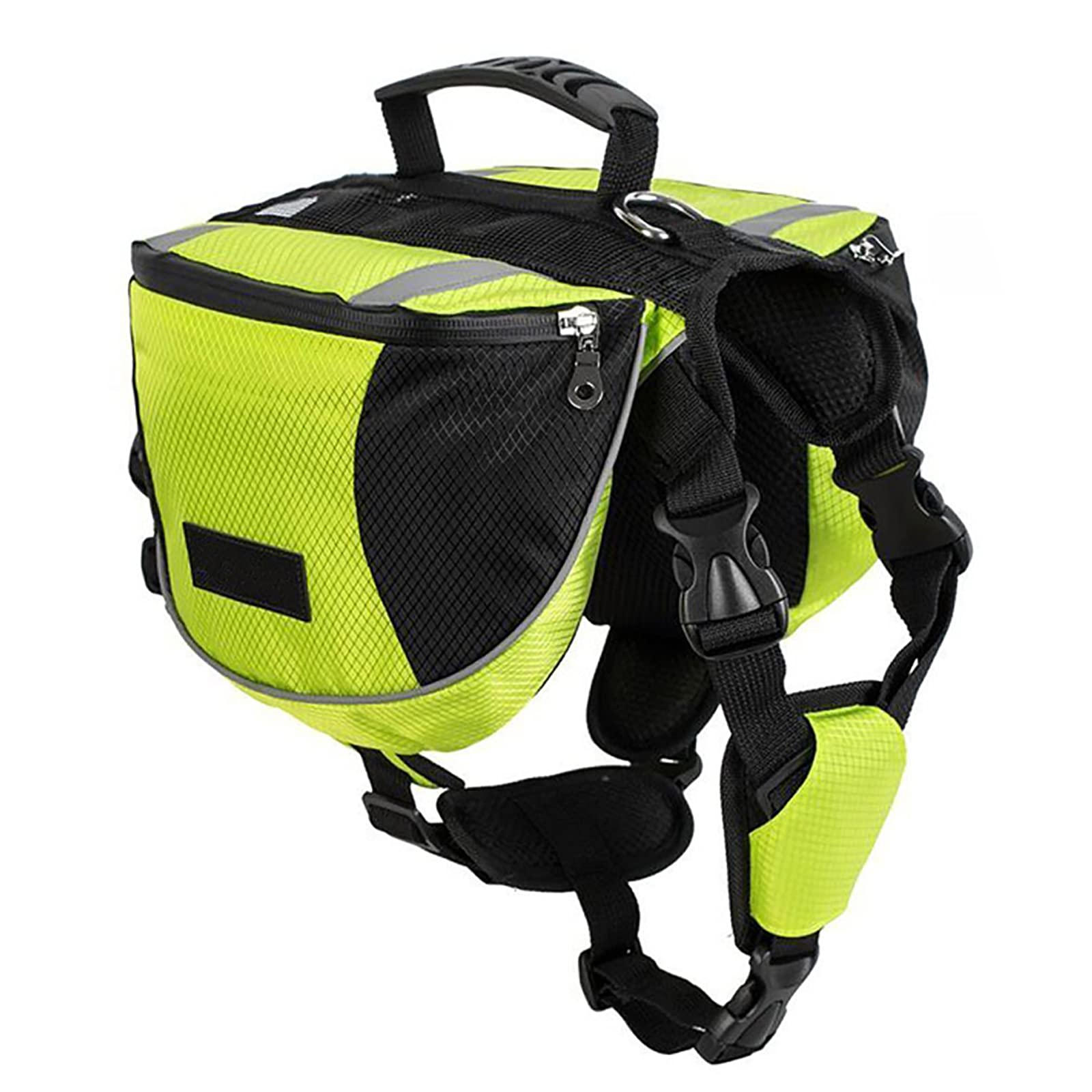 Lifeunion Polyester Dog Saddlebags Pack Hound Travel Camping Hiking Backpack Saddle Bag for Small Medium Large Dogs (Neon Green,