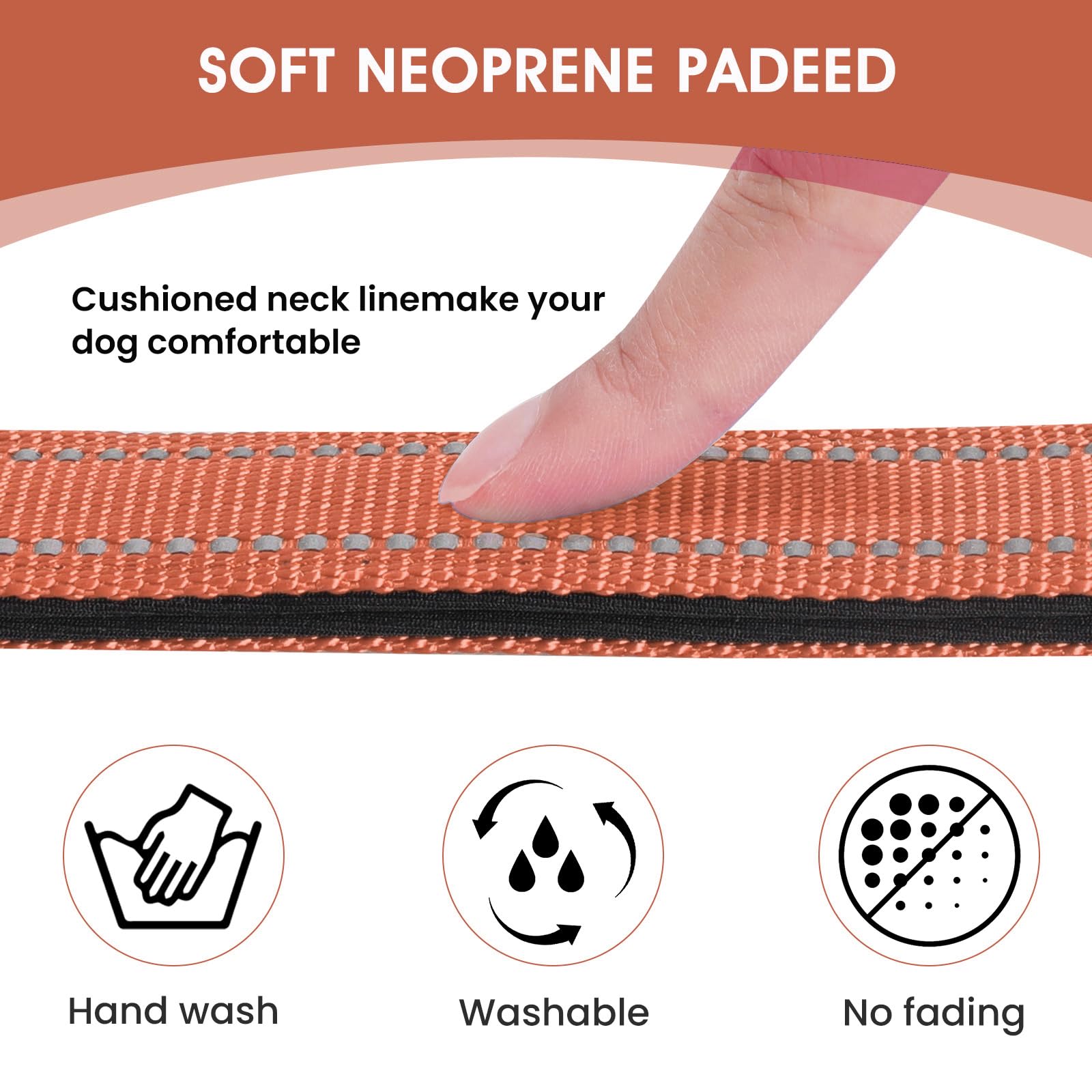Penseepet Reflective Dog Collar Padded With Soft Neoprene Breathable Quick Release Basic Dog Collars For Medium Large Dogs Coral