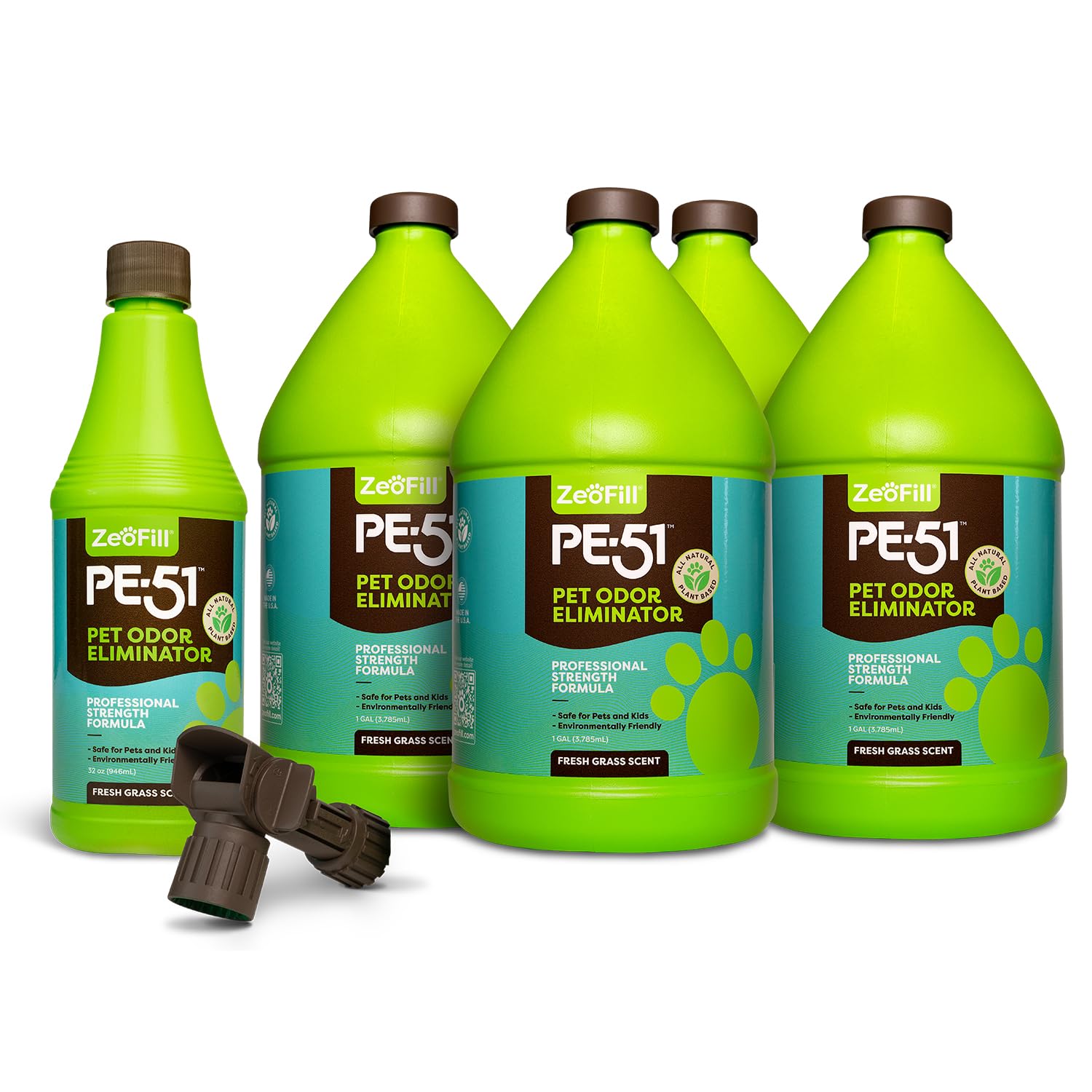 Zeofill Pe-51 Pet Odor Eliminator - Professional Strength Urine Enzyme Cleaner | Pet, Turf & Yard Smell Remover | Cat & Dog Pee 