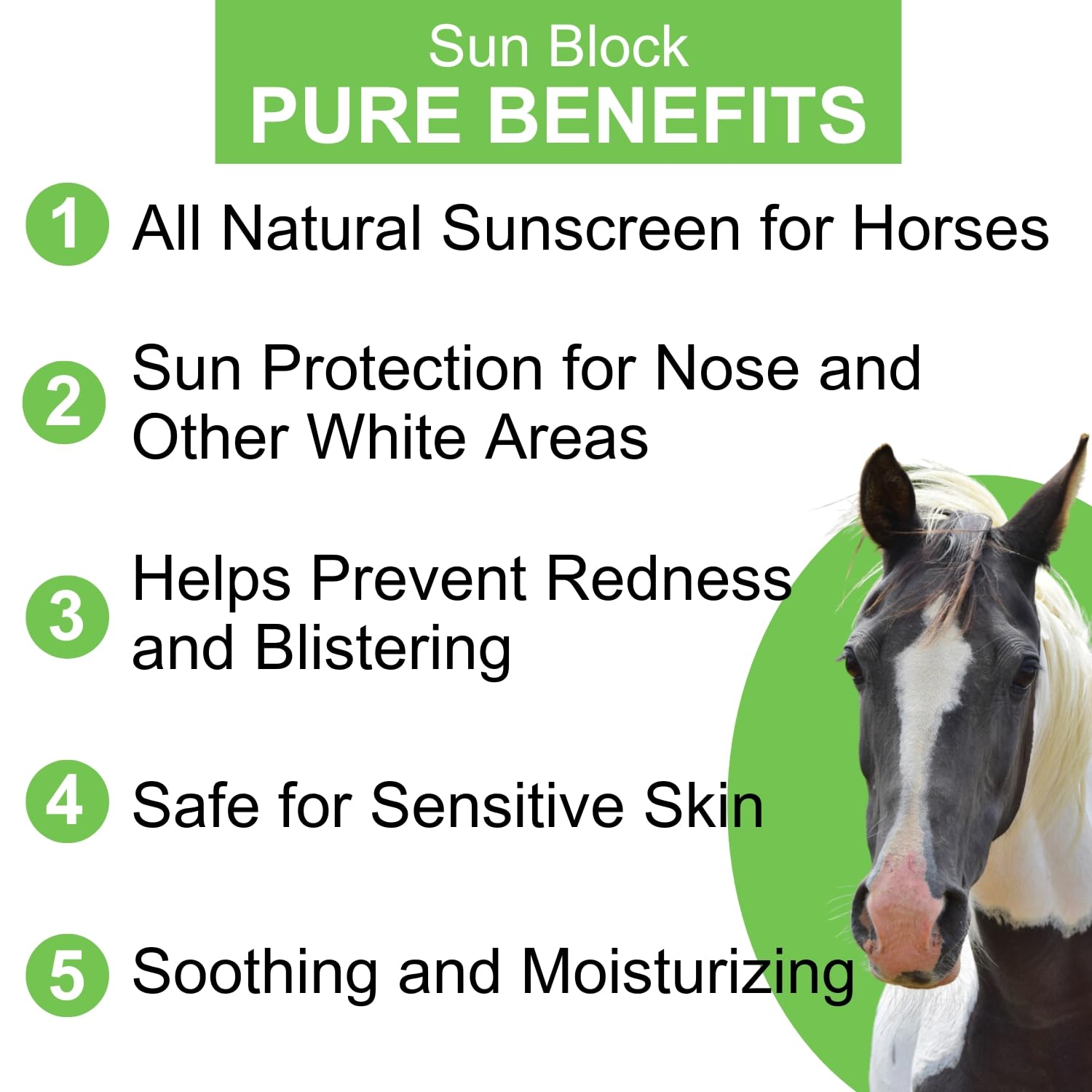 Sunscreen for Horses - Pure Sole Sun Block Cream |Nose Sun Protection and Sensitive Pink Horse Skin |Made with Safe Non-Nano Zin