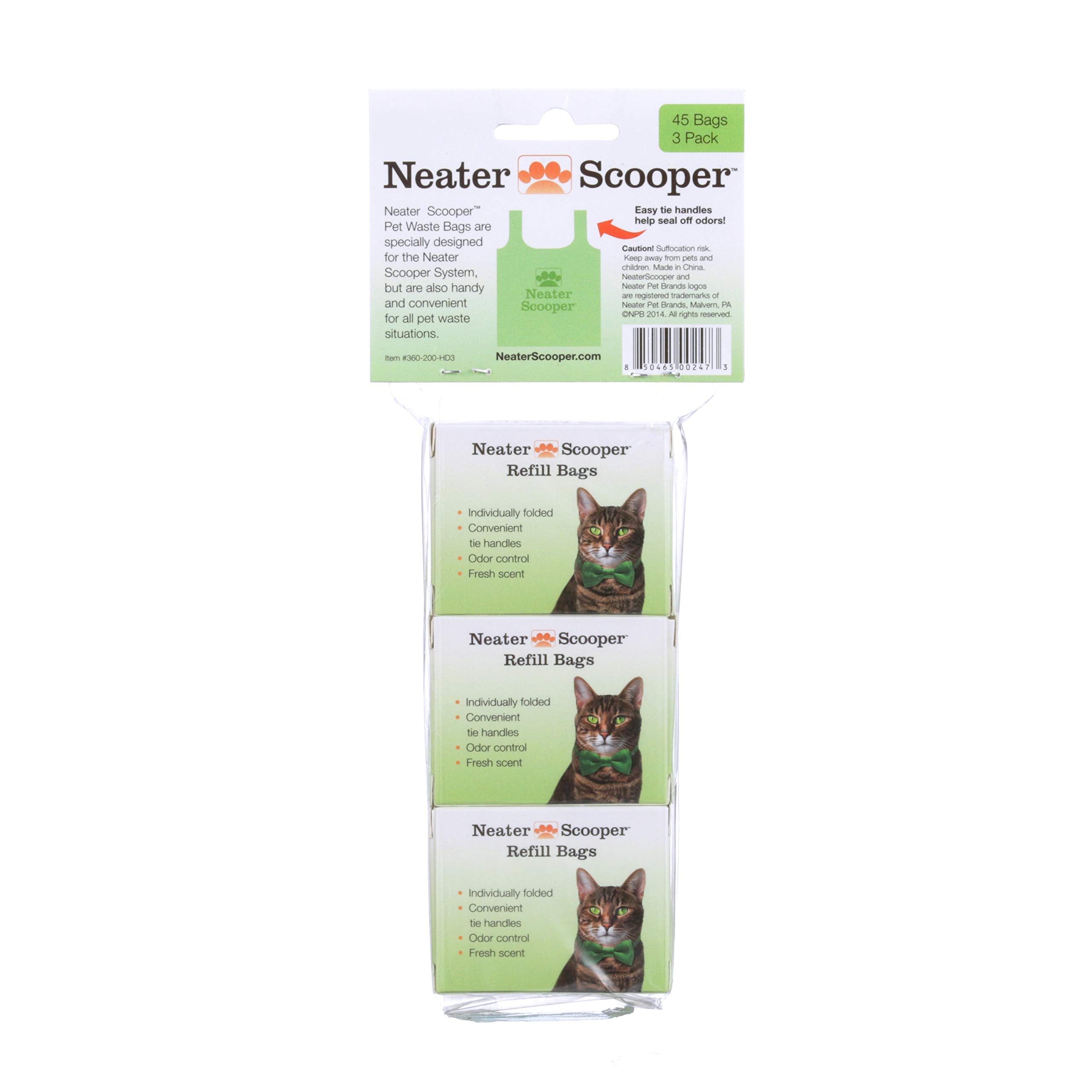 Neater Pet Brands 360-200-Hd3 Scooper Refill Bags, Green (Pack Of 3, 45Bags)