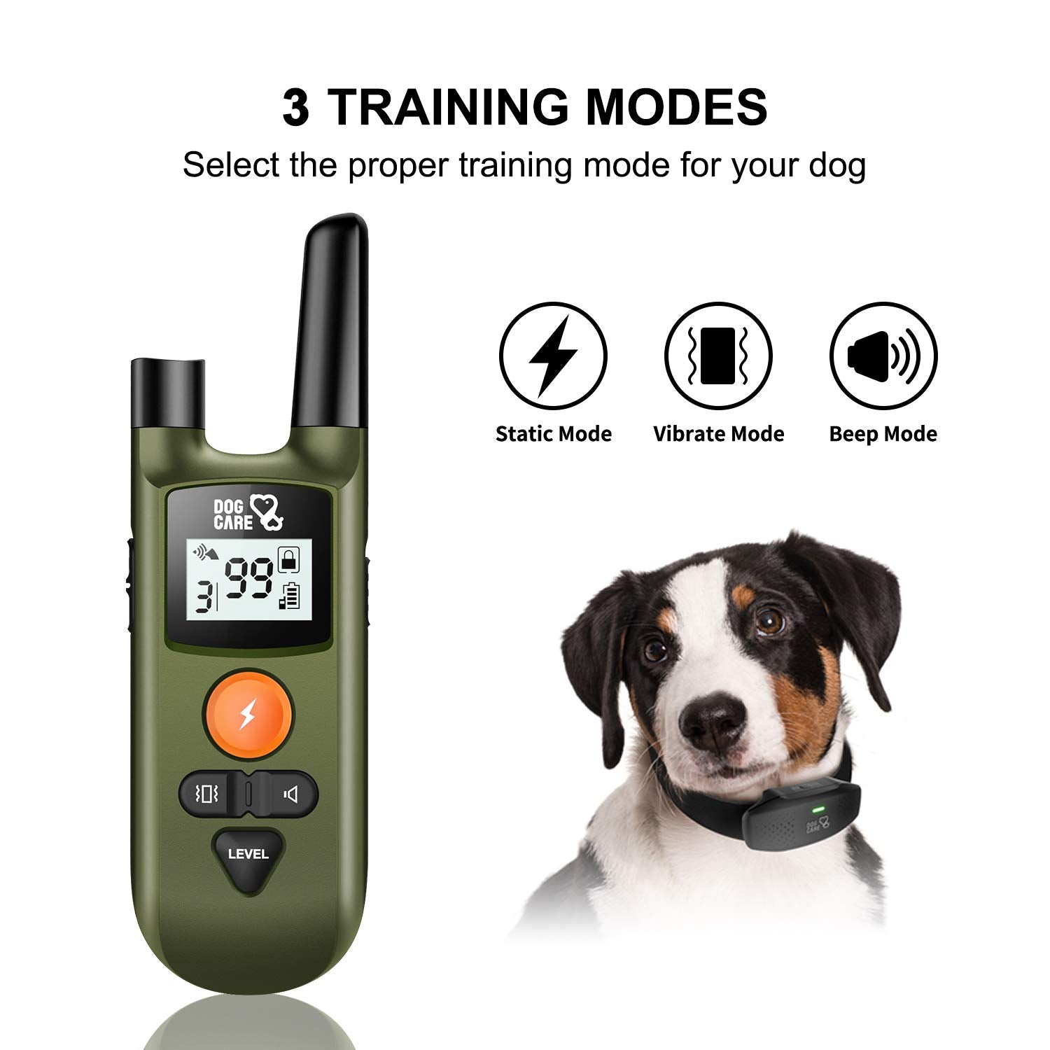 Dog Training Collar - Rechargeable Dog Shock Collar W/3 Training Modes, Beep, Vibration And Shock, Rainproof Training Collar, Up To 1000Ft Remote Range, Adjustable Shock Levels Dog Training Set