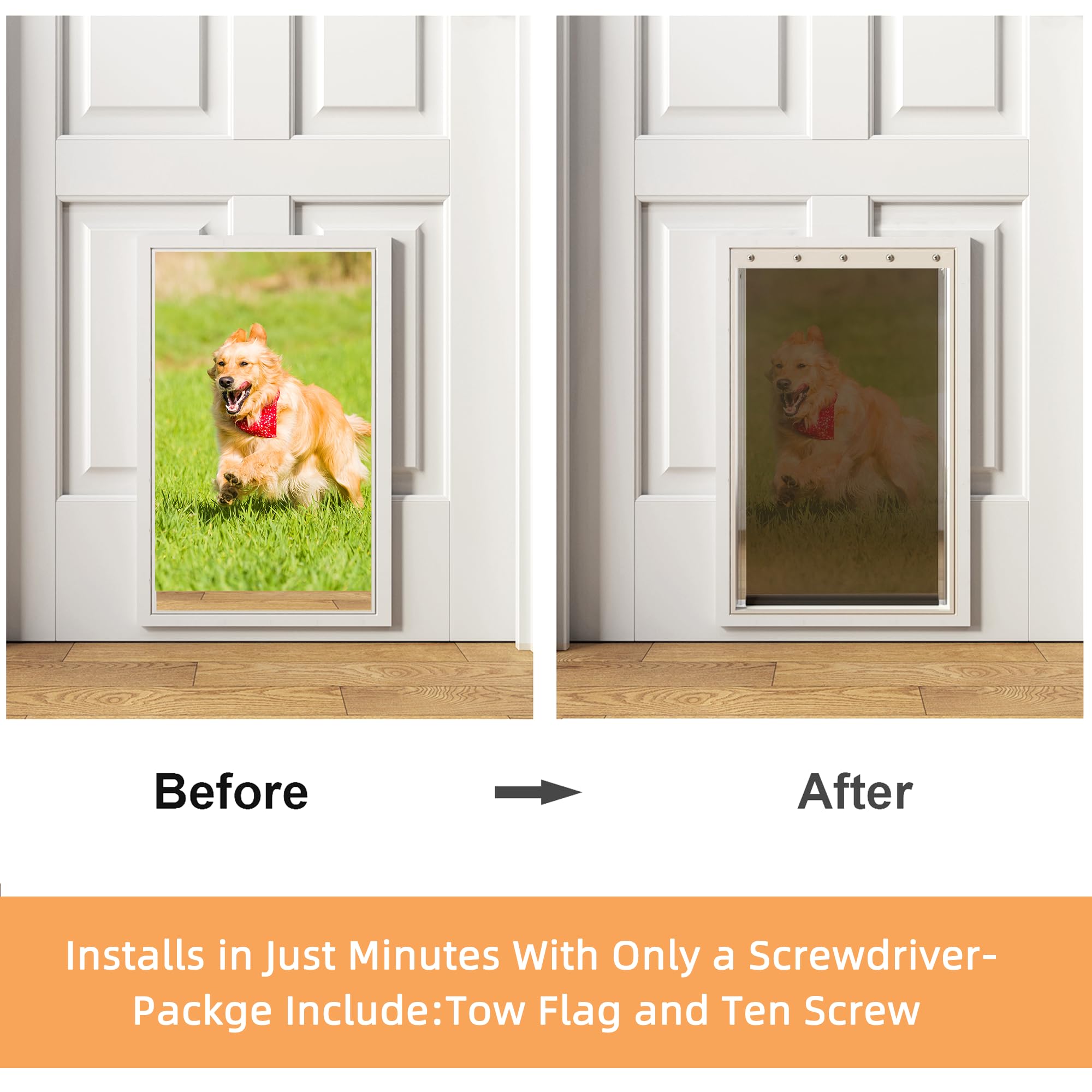 2 Pack Large Dog Door Replacement Flaps With Screws, Compatible With Petsafe Freedom Doggie Doors Pac11-11039,Pet Door Replaceme