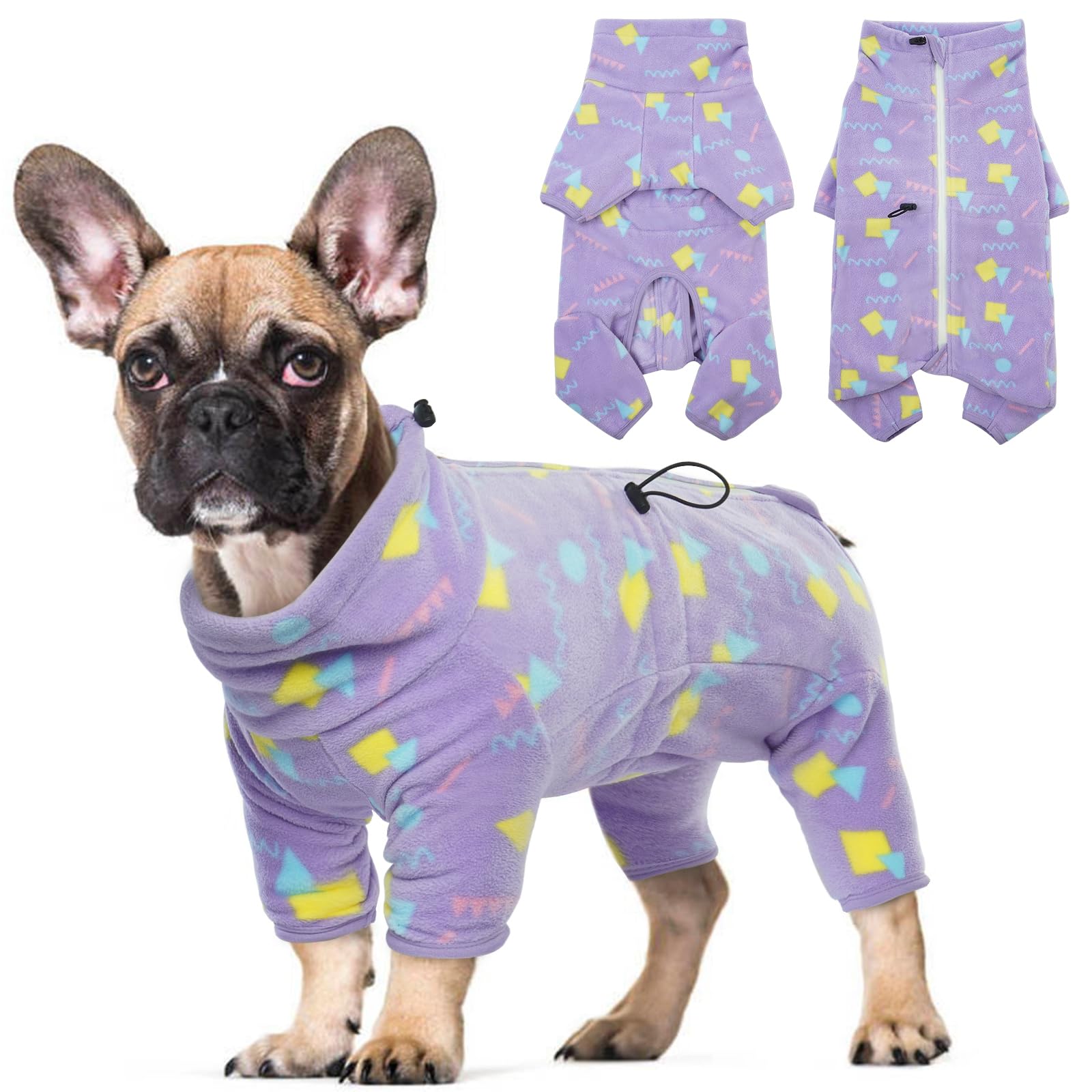 Rozkitch Dog Winter Coat Soft Fleece Pullover Pajamas, Pet Windproof Warm Cold Weather Jacket Vest With Luminous Zipper, Jumpsui