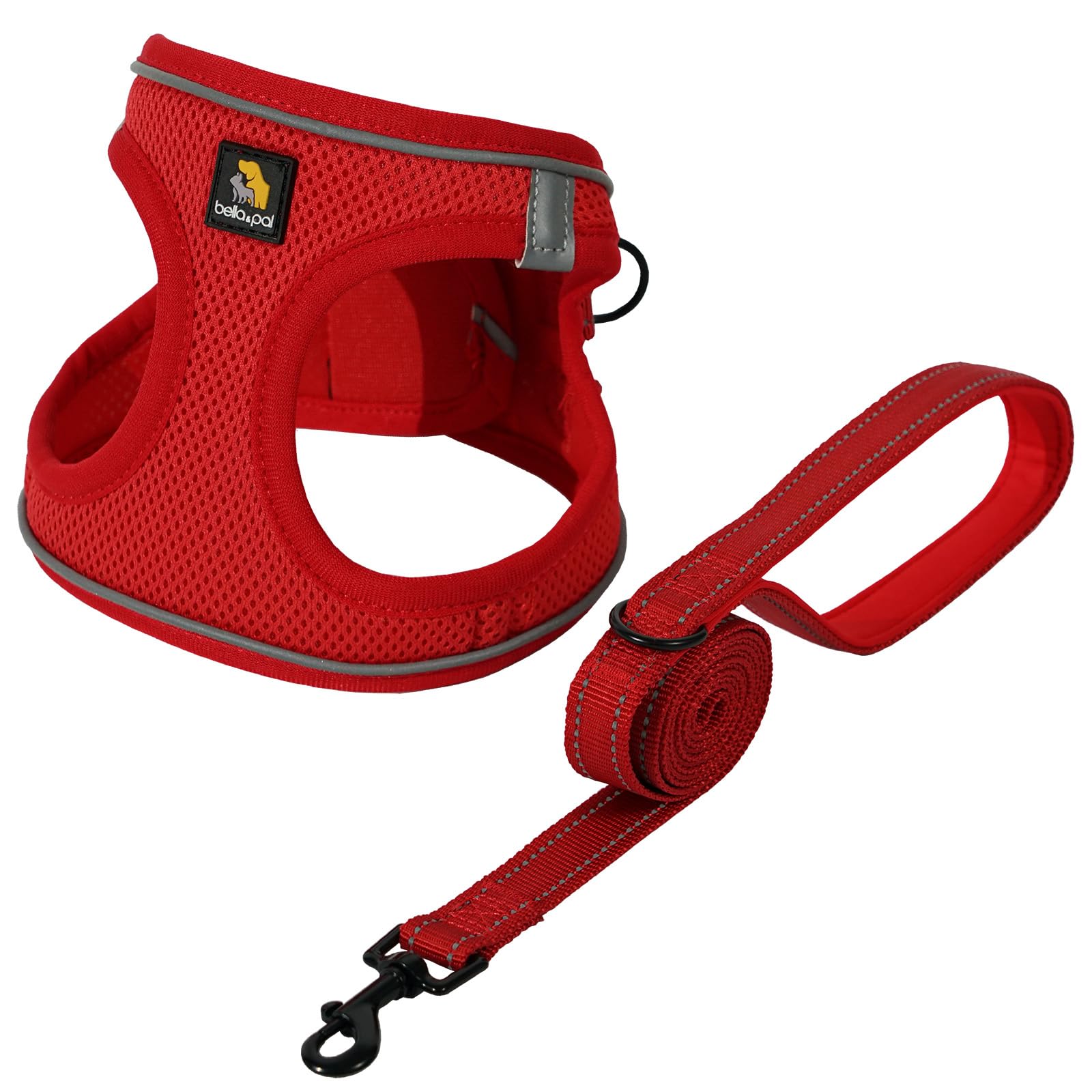 Bella & Pal Puppy Harness & Leash Set, No Pull Dog Harness For Extra Small Dogs, Red Xs