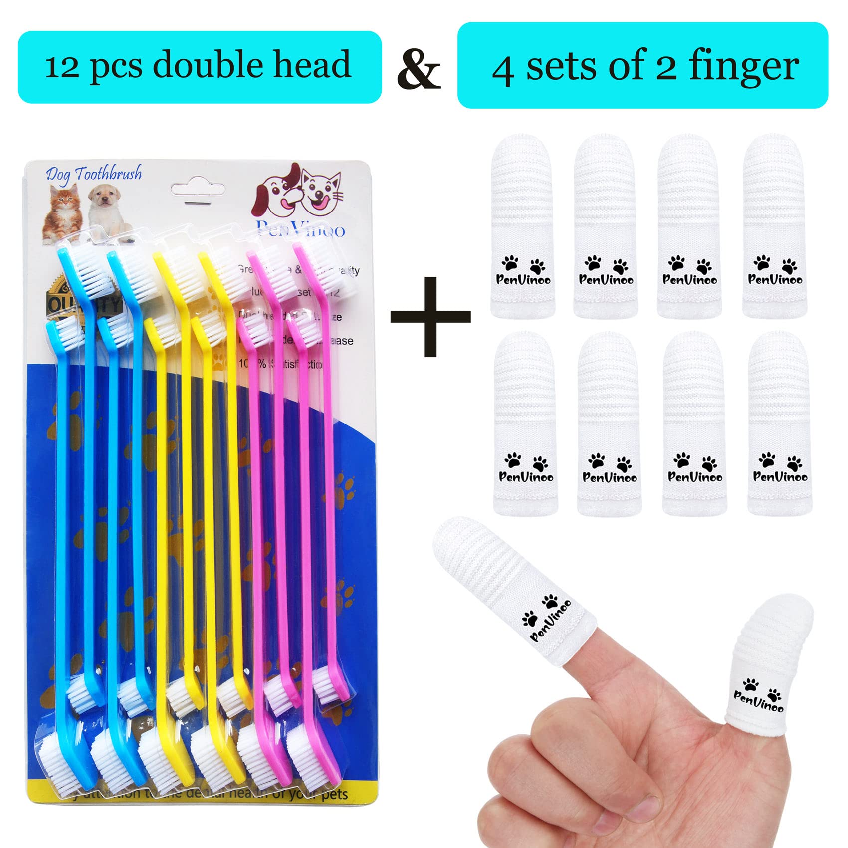 20 PCS Pet Dog Soft Toothbrush - Finger Toothbrush for Small to Large Dogs