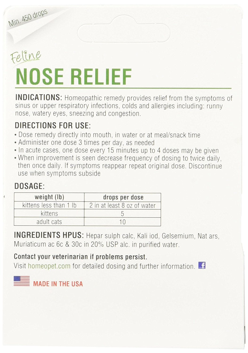HomeoPet Feline Nose Relief, 3-Pack, 15 mL Each - Natural Allergy Relief for Cats