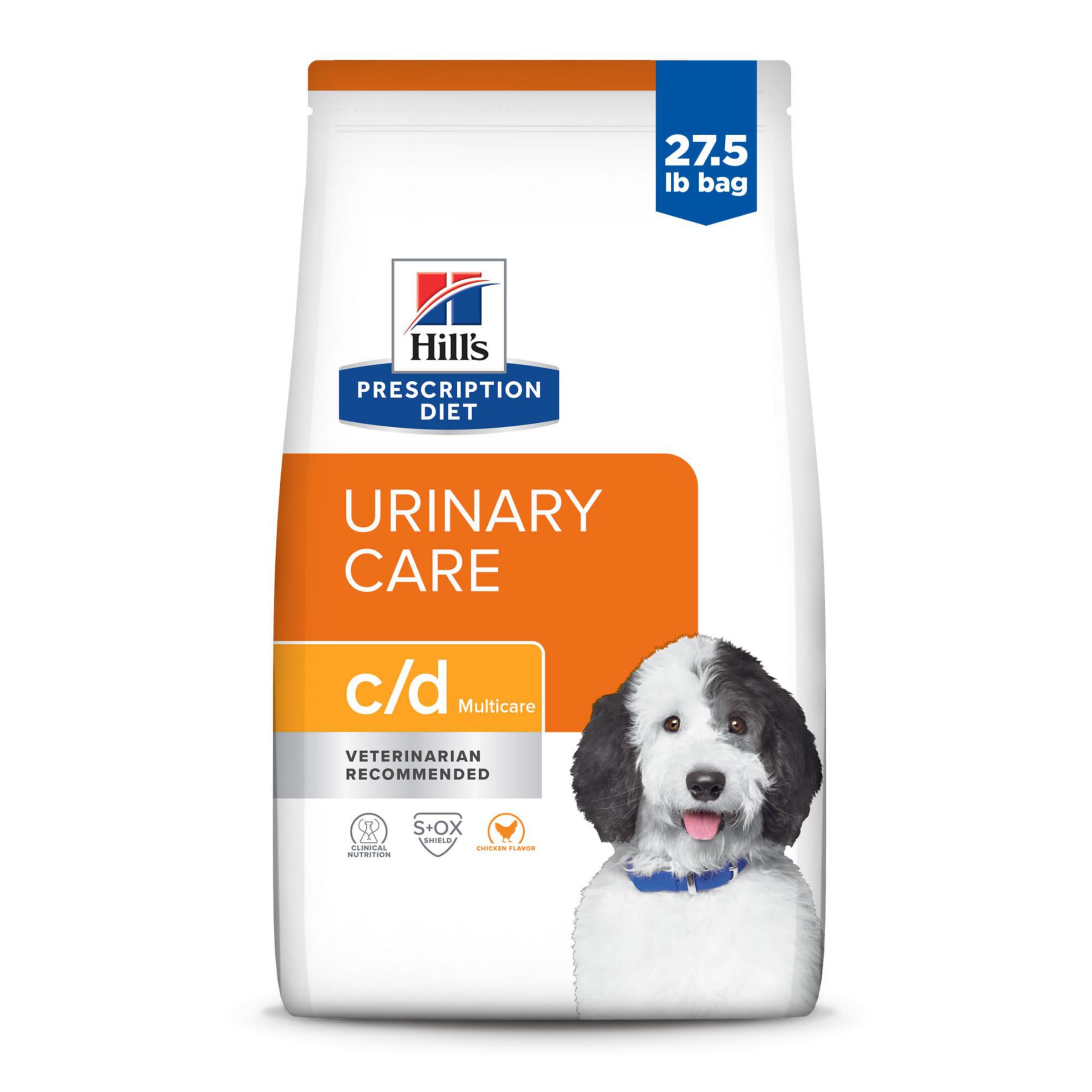 Hills Prescription Diet c/d Multicare Urinary Care Chicken Flavor Dry Dog Food, Veterinary Diet, 27.5 lb. Bag