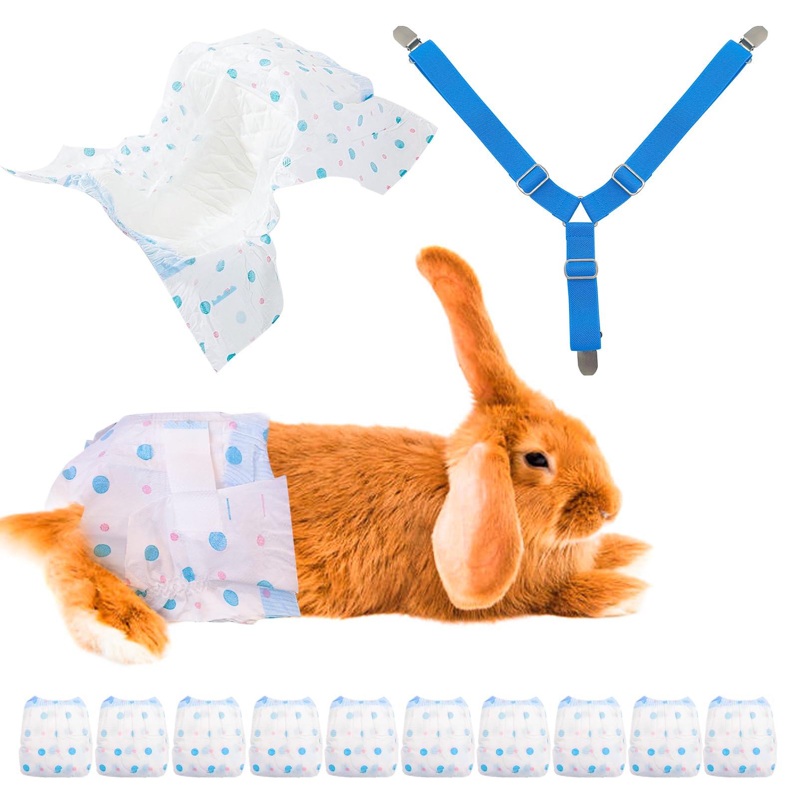 Disposable Rabbit Diapers,Small Pee Pads,With Rabbit Suspenders For Diapers Female,Squirrel Diapers,For Bunny Guinea Pig Kitten 