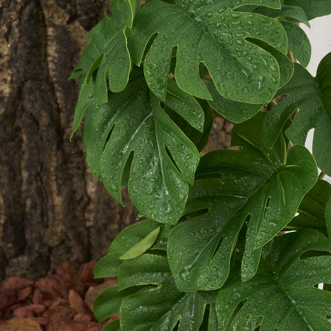 Woledoe Reptile Plants For Terrarium, Amphibian Habitat Decor Artificial Hanging Plants With Suction Cup - Fake Monstera