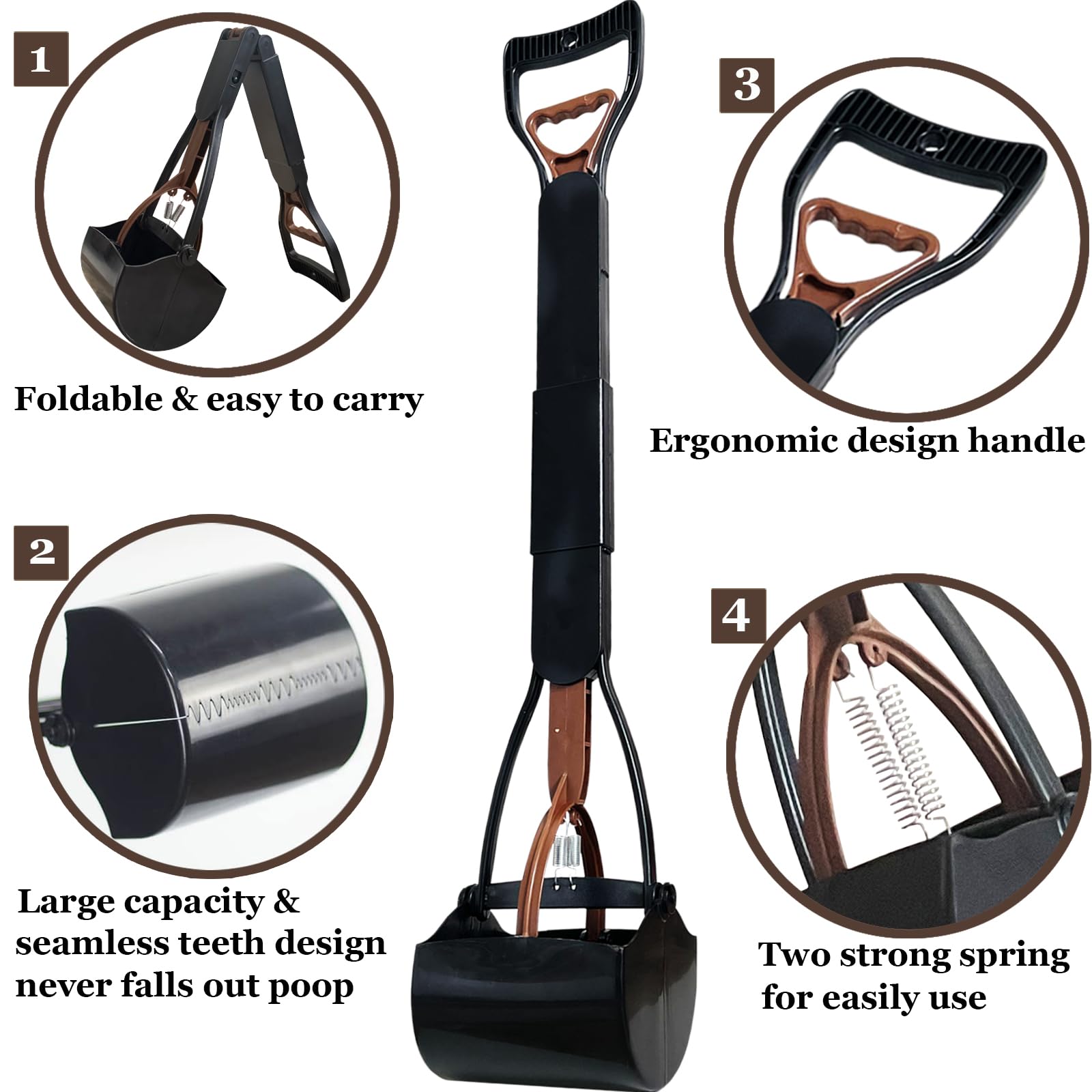 2 Pieces Pooper Scooper, Large Pooper Scooper For Dogs Heavy Duty, Dog Pooper Scooper With Long Handle & High Strength Durable S