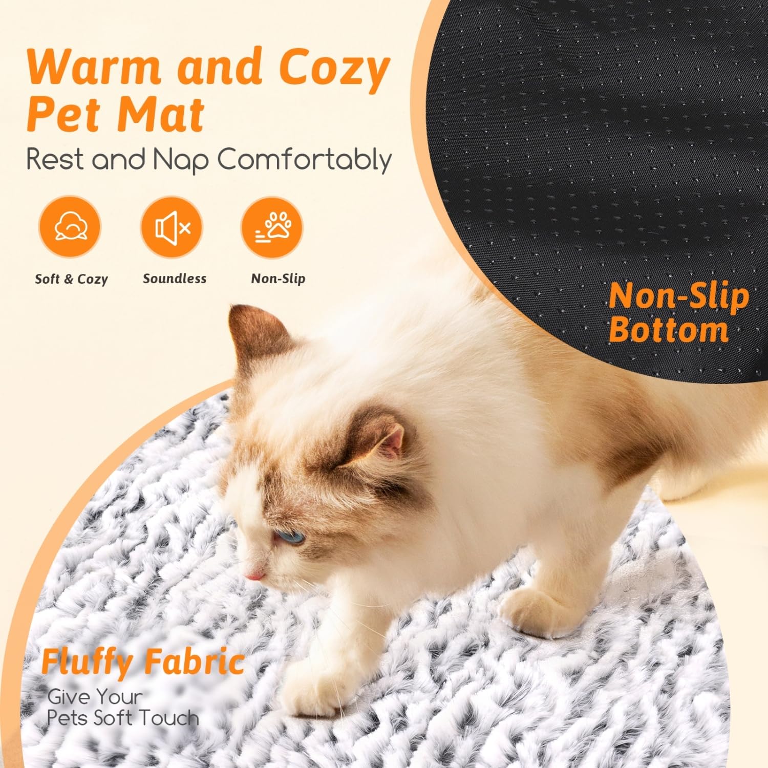 Nobleza Self Heating Pet Pad, Super Soft Thermal Dog Crate Bed Mat For Sleeping, Washable Anti-Slip Self Warming Cat Kennel Pad