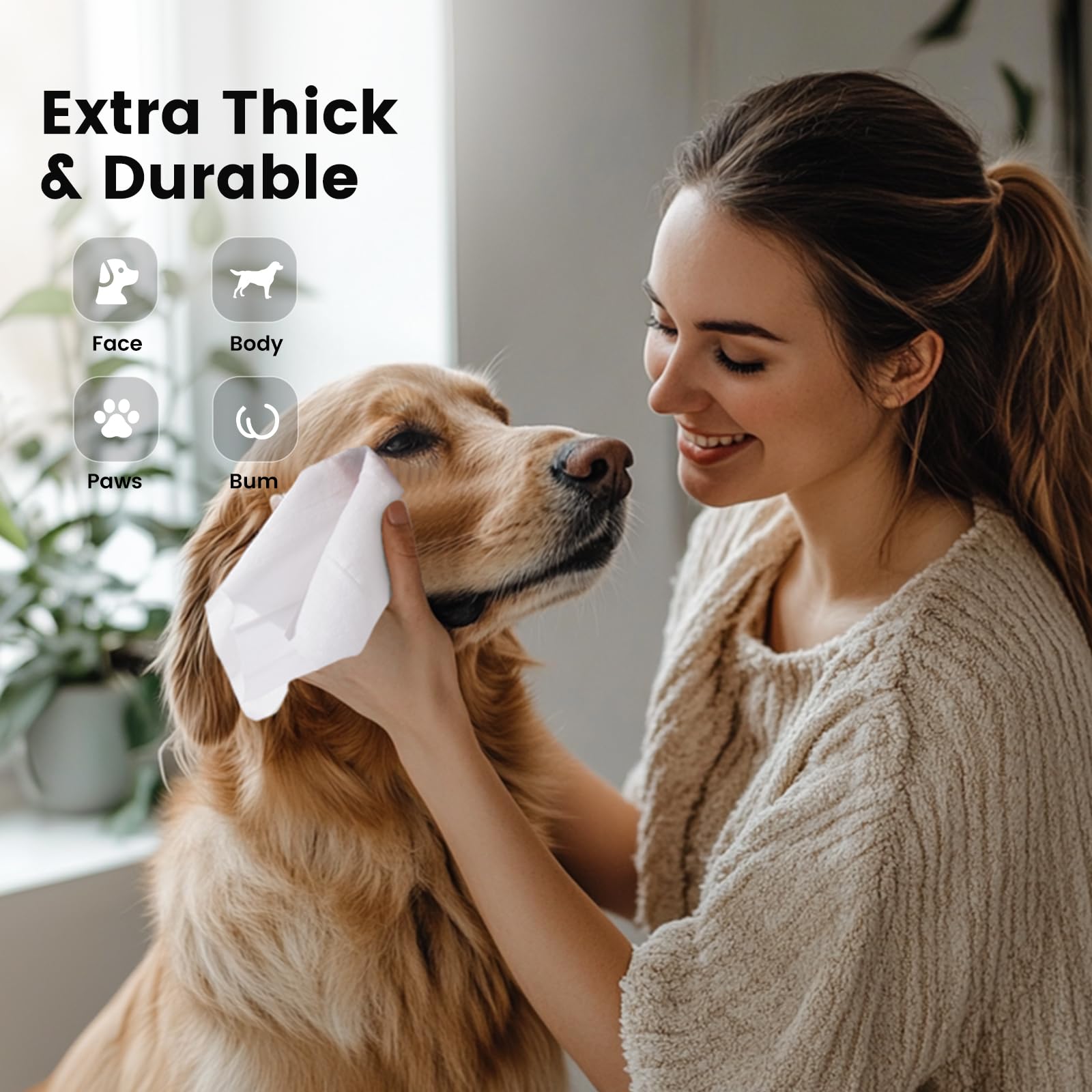 Gardner Pet Bamboo Dog Wipes For Paws And Butt, Dog Wipes Cleaning Deodorizing, Soothing Pets Wipes With Coconut Oil, Extra Thic