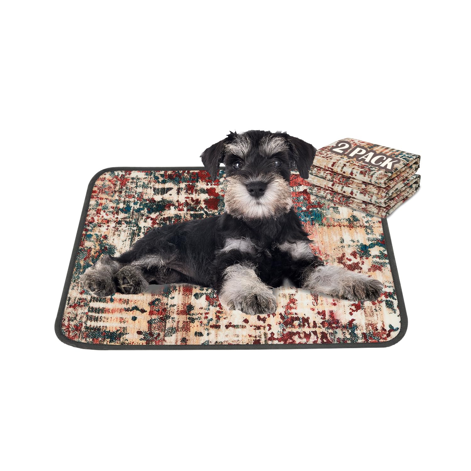 Qeils Washable Pee Pads For Dogs, 2 Pack Reusable 18''X24'' Super Absorbent Leakproof Training Pads, Non-Slip Potty For Floor, C