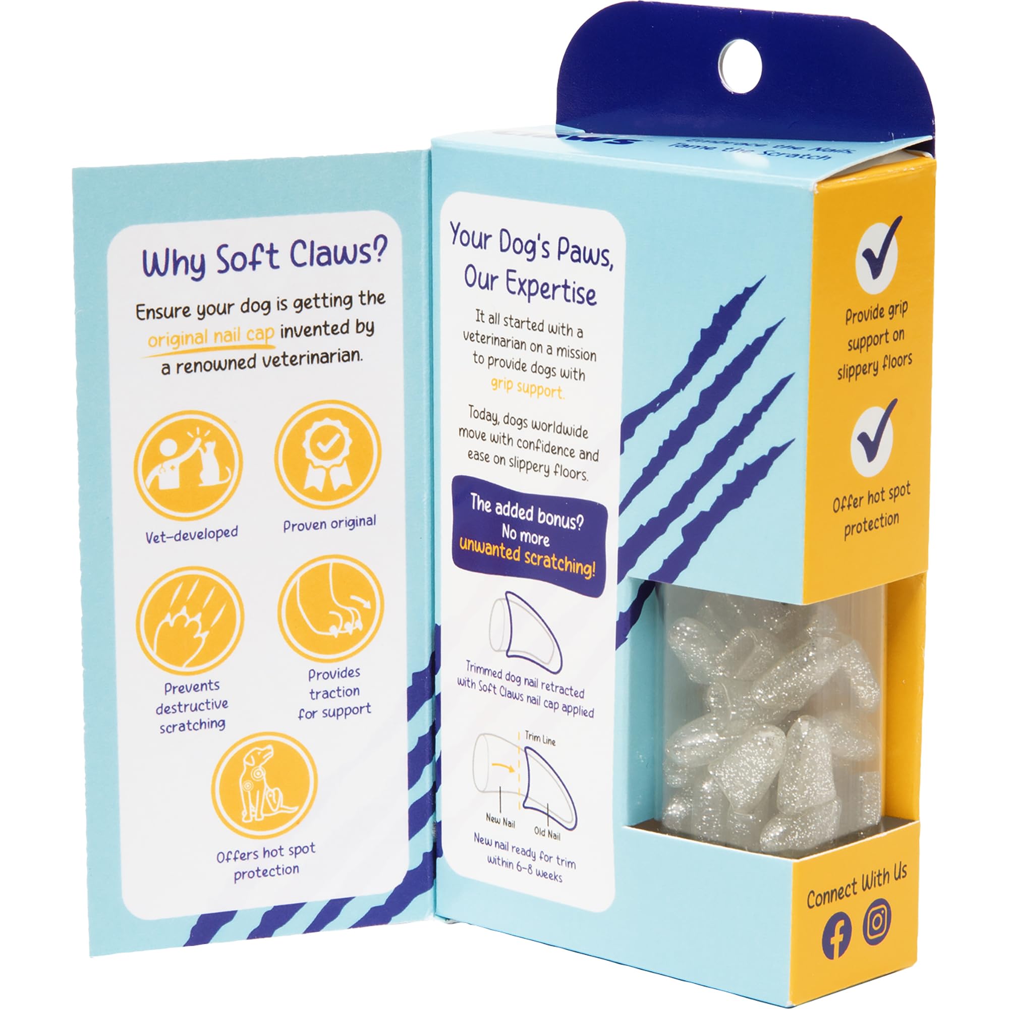 Soft Claws Dog And Cat Nail Caps Take Home Kit, Large, Sparkle Silver
