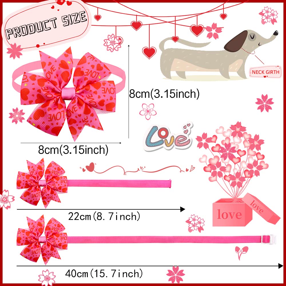 Mruq 24Pcs Valentine'S Day Dog Collar Accessories - Adjustable Bow Ties & Neck Ties For Small Dogs