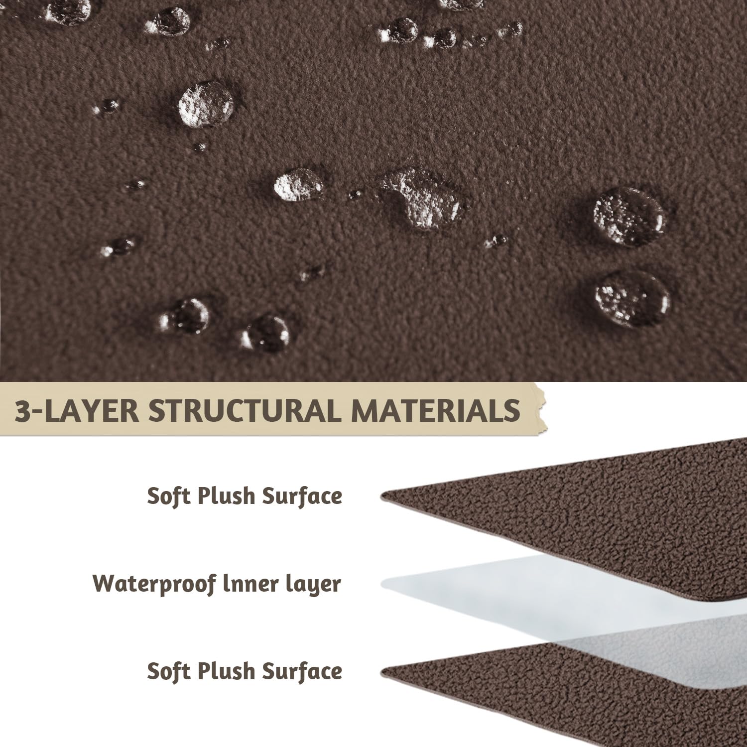 Softown Dog Bed Replacement, Washable Waterproof Cover For Dog Cat, Brown, 48X30X6 Inches