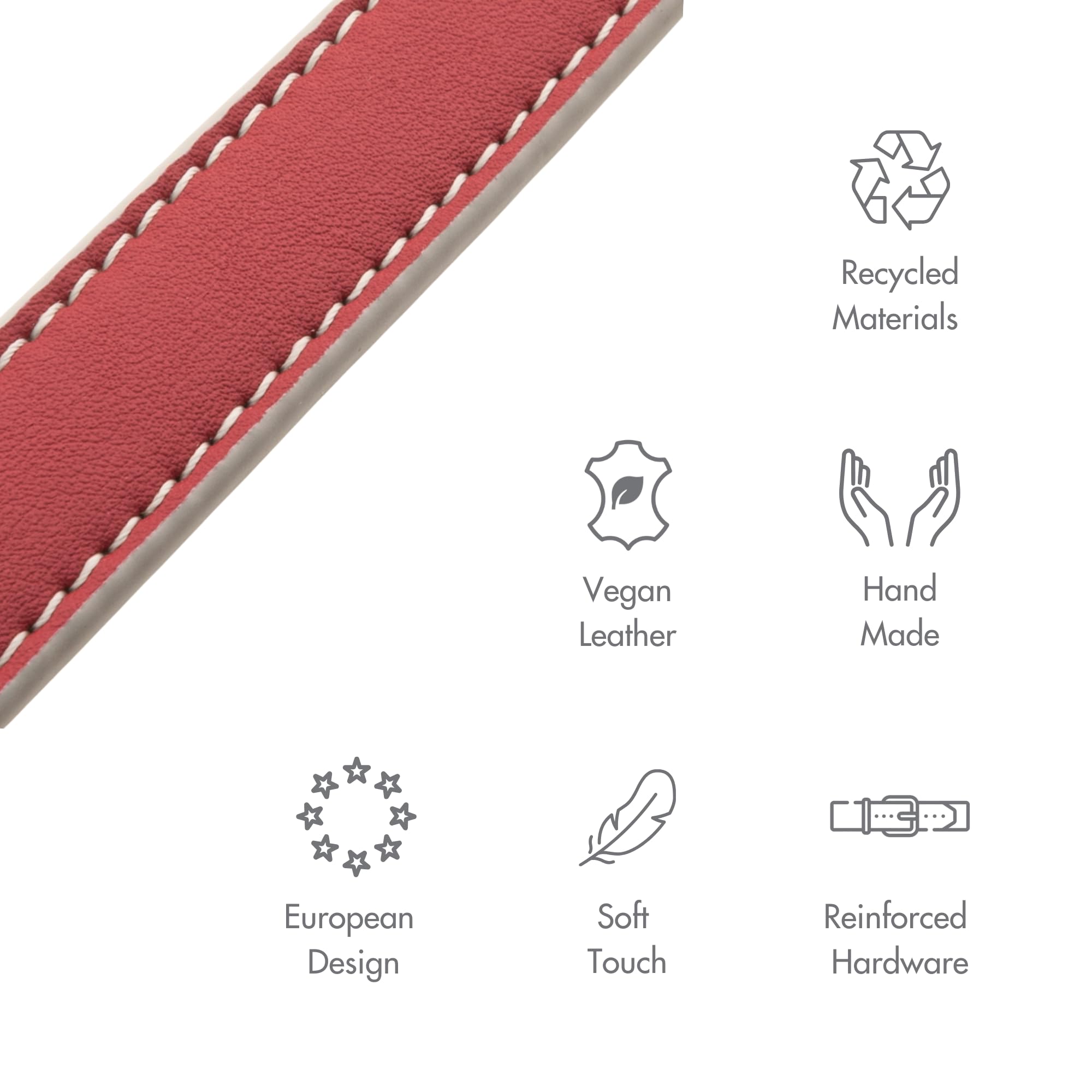 Nina Woof Vegan Leather Dog Lead - Padded Luxury Dog Leash - Large, Medium, Small - Red, 4Ft