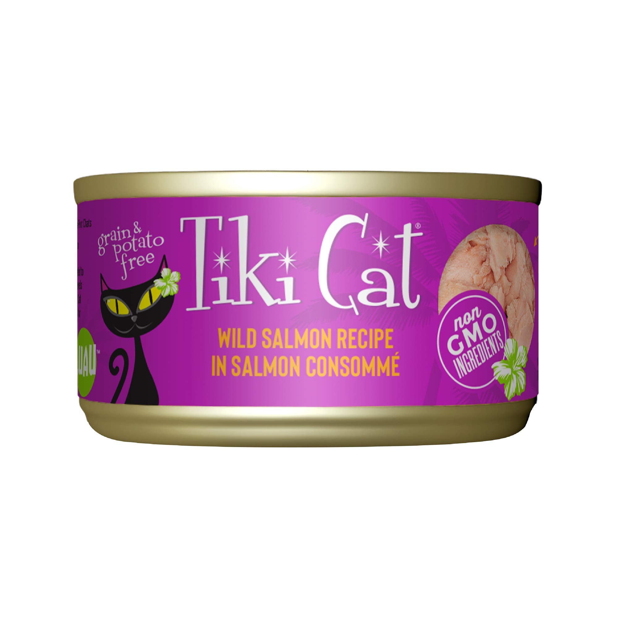 Tiki Cat Luau Shredded Meat, Wild Salmon Recipe in Salmon Consumme, Grain-Free Balanced Nutrition Wet Canned Cat Food, For All L