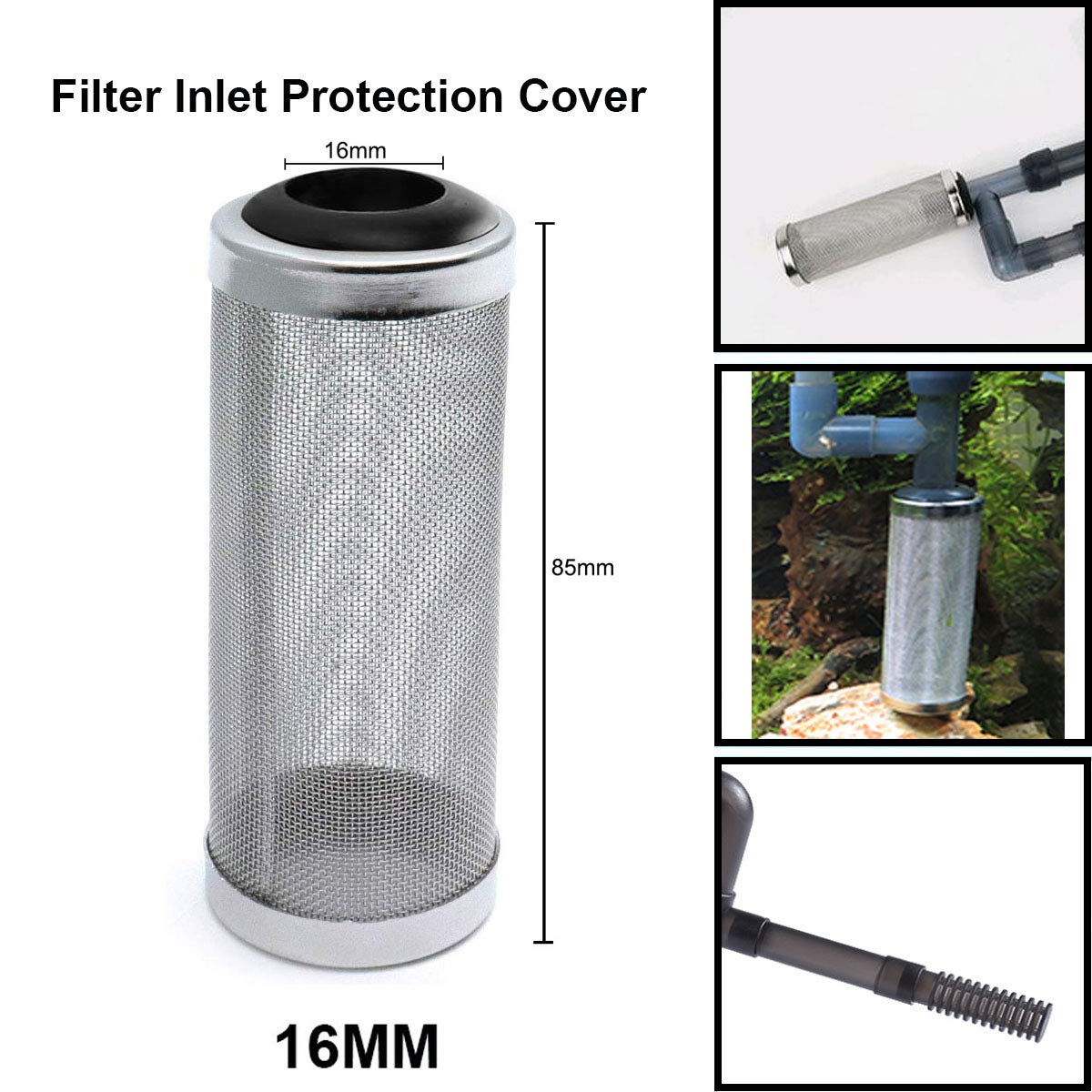 Ailindany 16Mm Aquarium Inflow Inlet Filter Stainless Steel Fish Shrimp Mesh Net Filter Guard