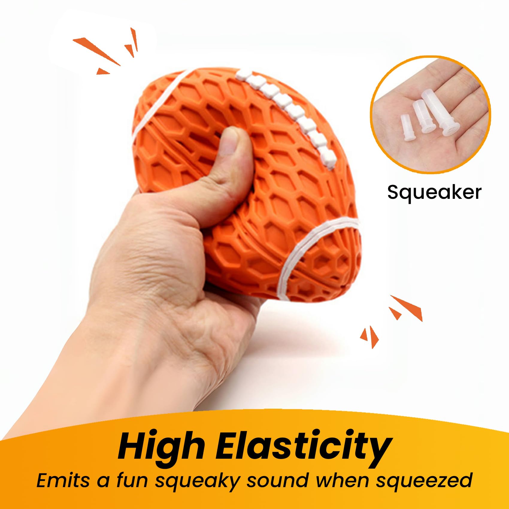 Petinstinct Squeaky Dog Football Toy, Rubber Dog Ball Toy For Aggressive Chewers, Tough Fetch Ball, Durable And Interactive For