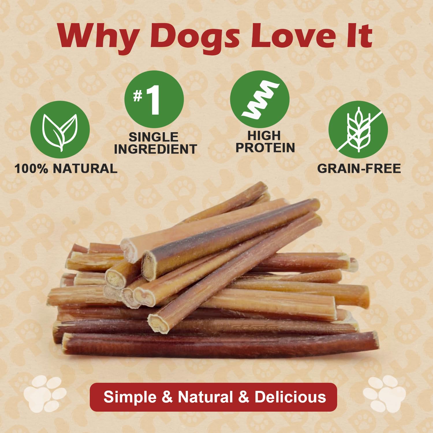 PETPURO Bully Sticks for Dogs 6 inch, 25 Pieces Grass Fed Beef Dog Chews, Bully Sticks for Small and Medium Breeds, Lower Odor L