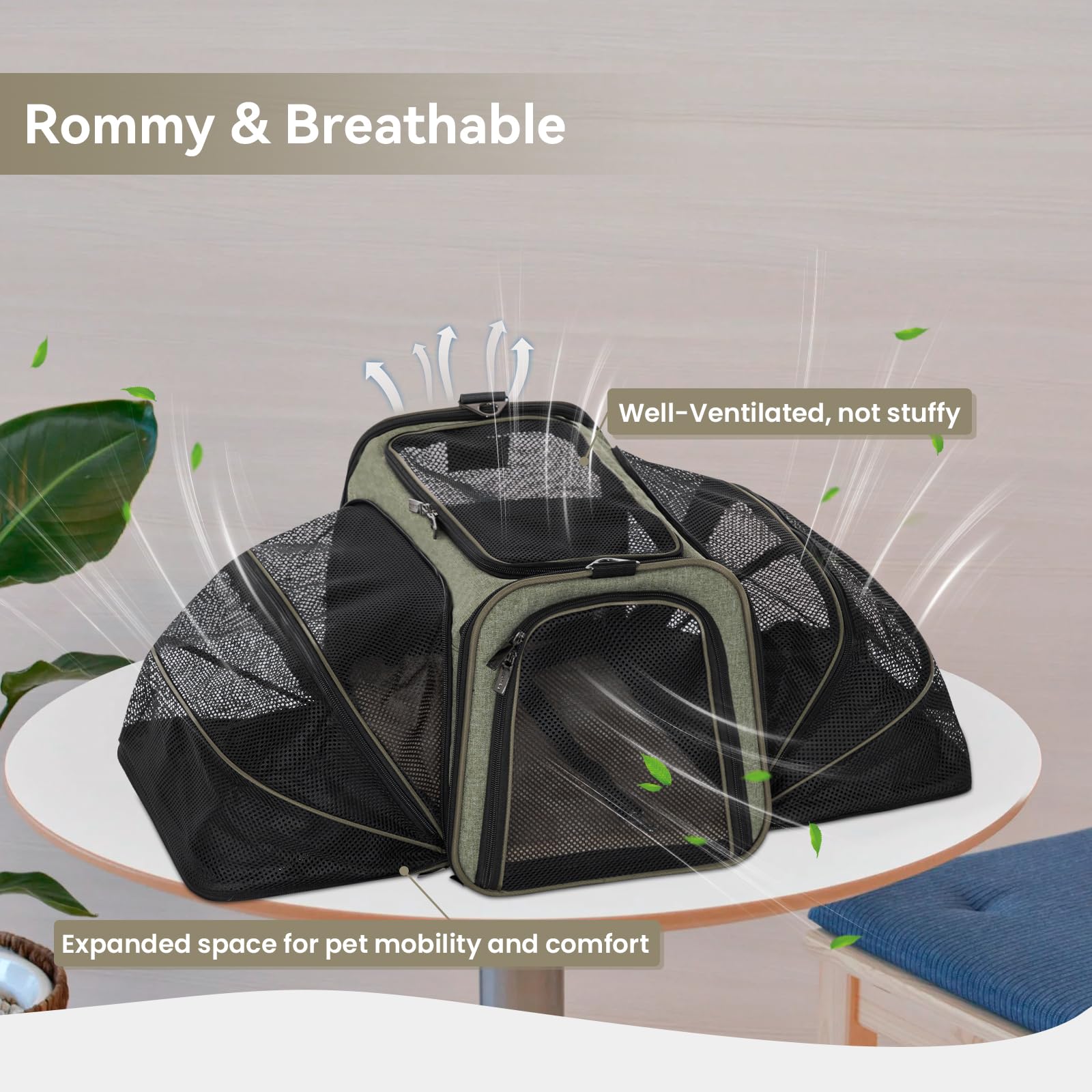 Petsfit Expandable Cat Dog Carrier Airline Approved, 17'' L X 11'' W X 11'' H Soft-Sided Portable Pet Travel Carrier For Kitten,