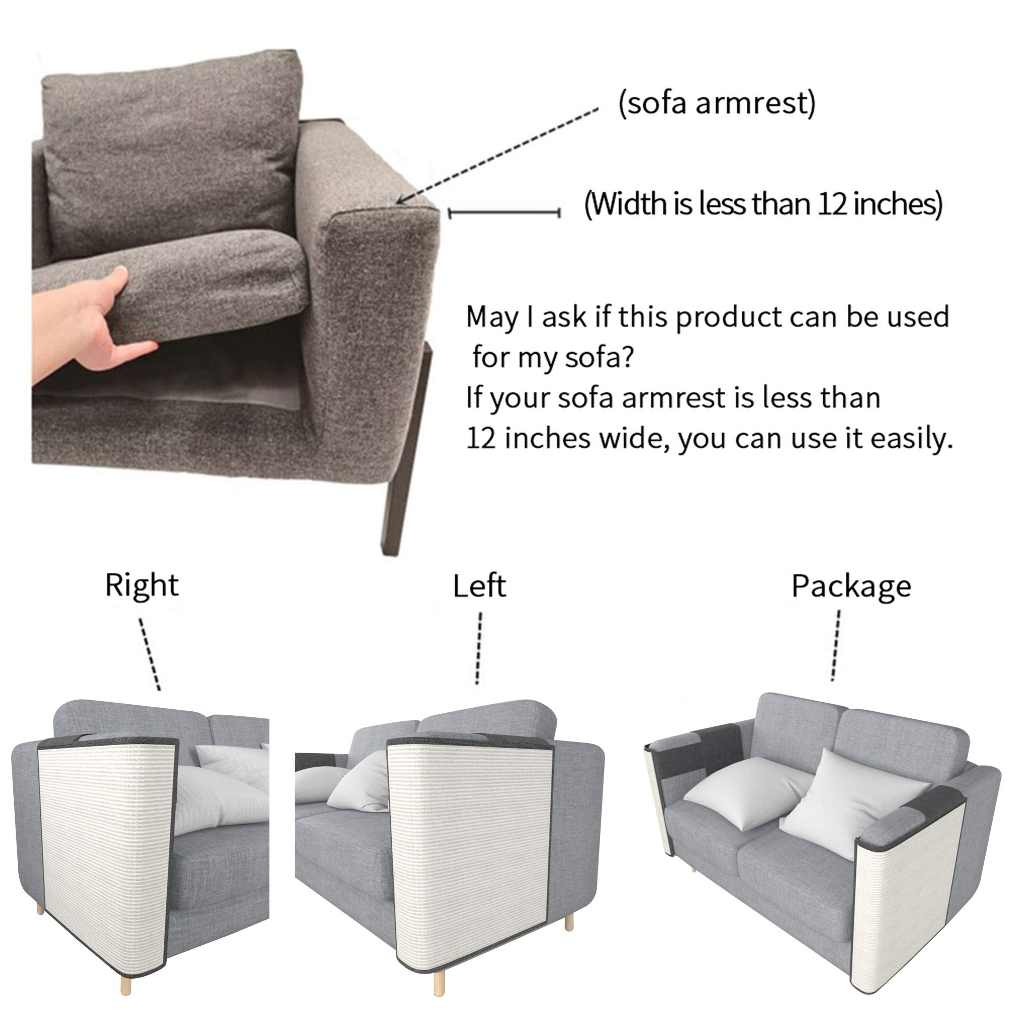 Cat Scratcher Couch- Natural Sisal Furniture Protection from Cats - Corner cat Scratcher Couch for Chair,Sofa - Easy Installatio