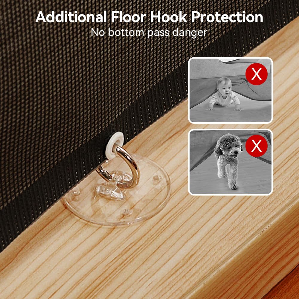 COMOMY 118'' Retractable Baby Gates Extra Wide, Retractable Dog Gate for Large Openings, Extra Long Dog Gates for The House, Ext