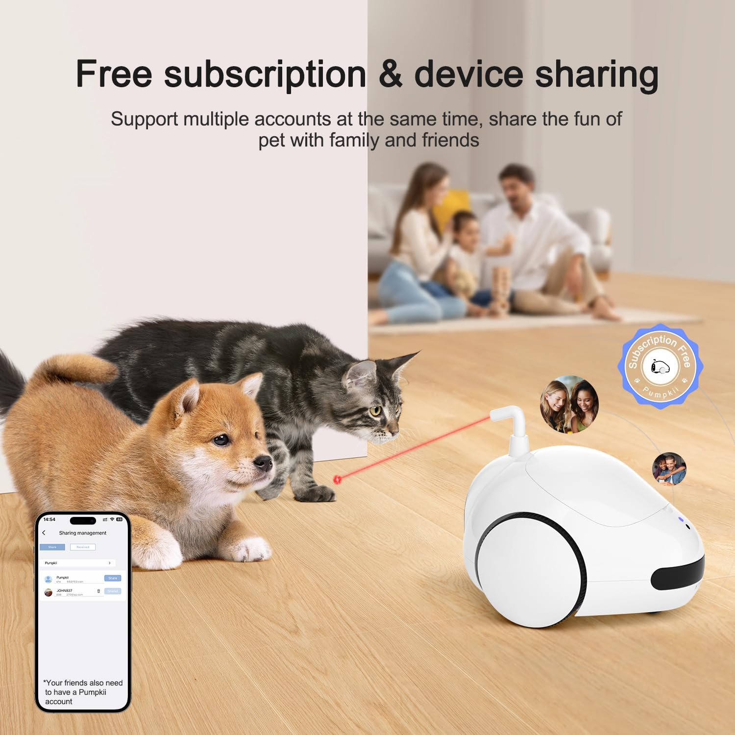 Pumpkii Pet Camera Treat Dispenser, Moving Pet Robot With Phone App, Cat Camera With Interactive Pointer Toy, Night Vision, Two-