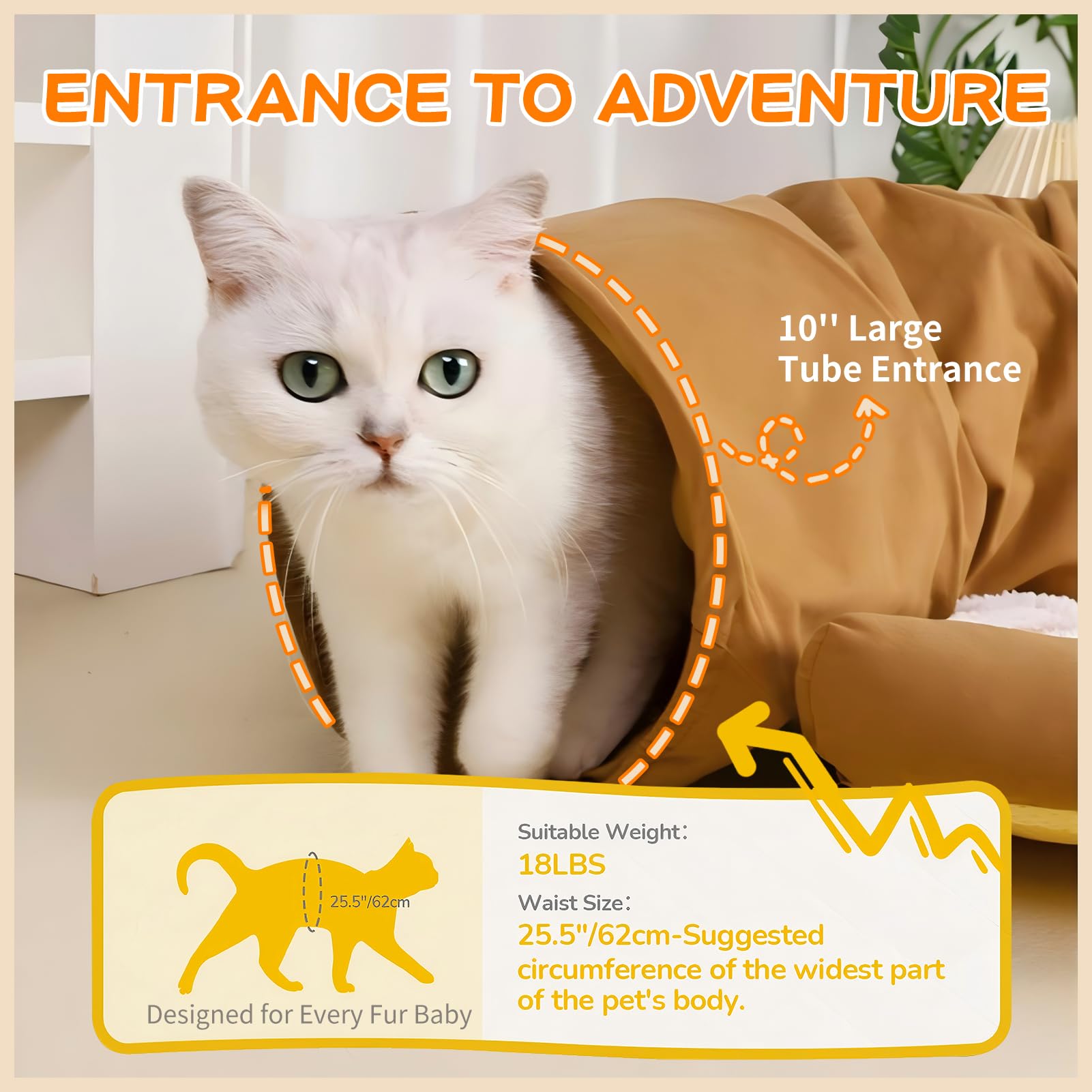 Greatbond Bunny Tunnel Bed, 2-In-1 Collapsible Tunnel Tubes Rabbit Toys, Bunny Hideout With Removable Bed Mat For Cats, Kittens,