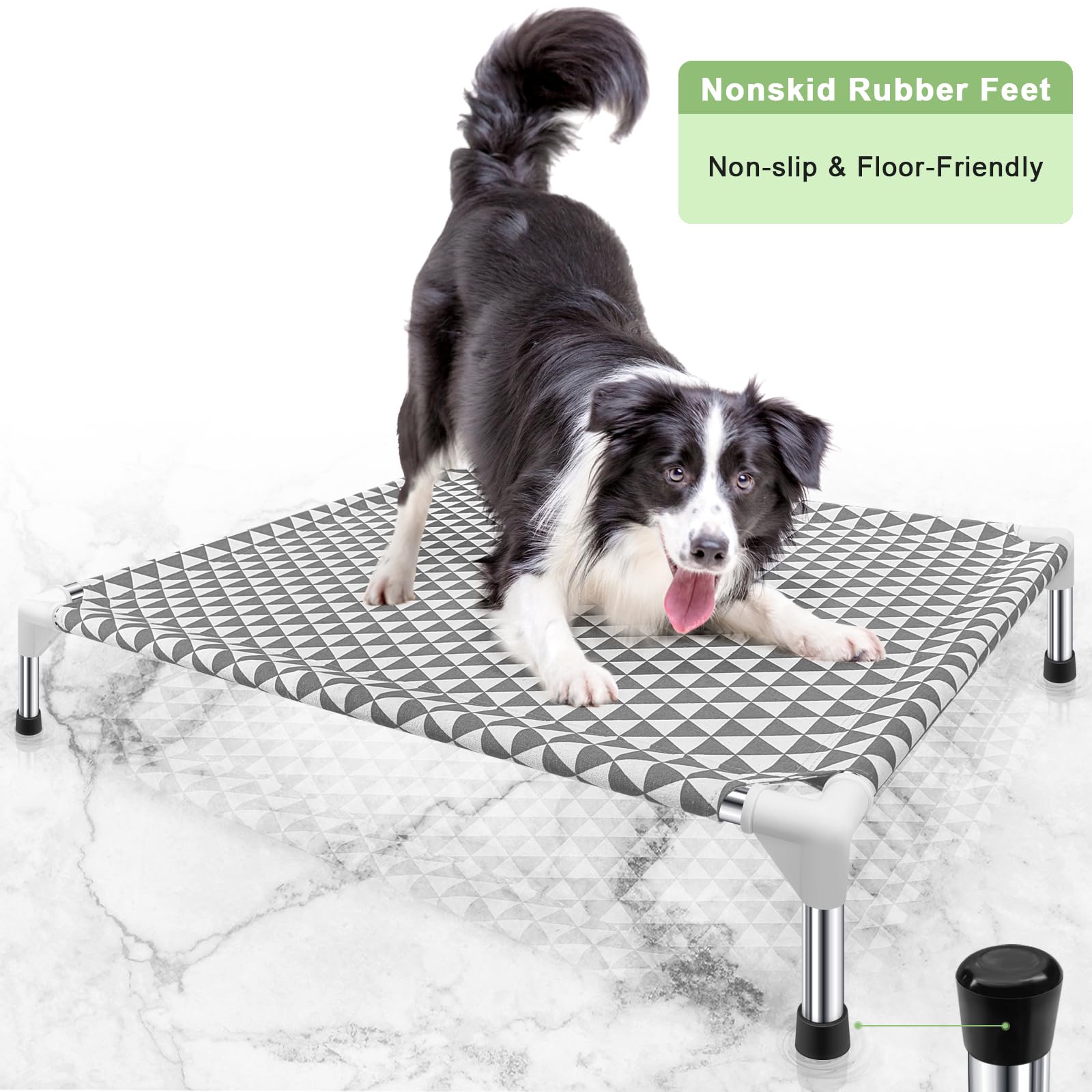 Kuntrust Elevated Outdoor Dog Bed, Medium Size, Cotton Material, Non-Slip Feet, Fits Up To 70Lbs
