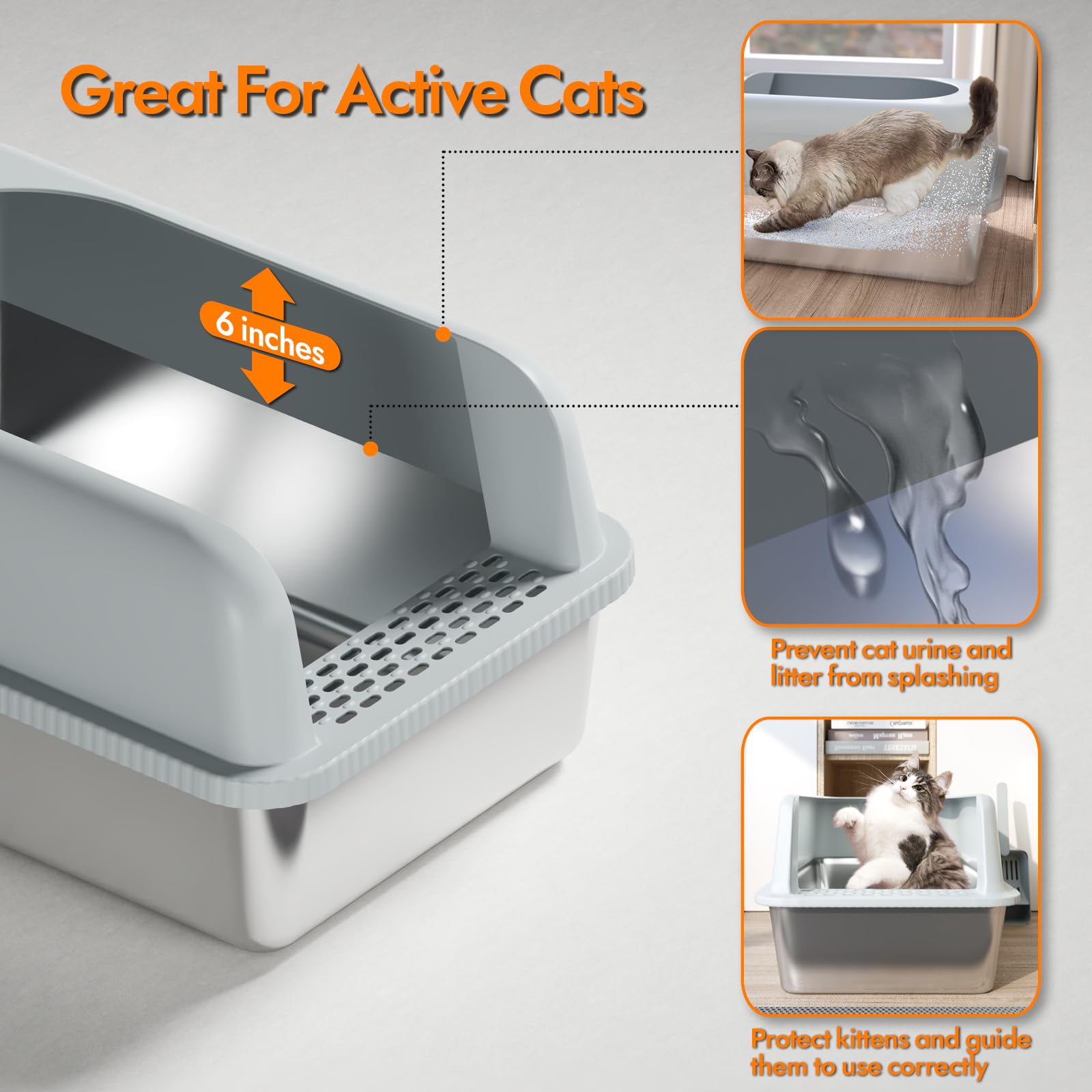 Extra Large Litter Box for Big Cats, Anti-Leakage,Non-Stick, Includes Litter Mat & Scoop,Easy to Clean