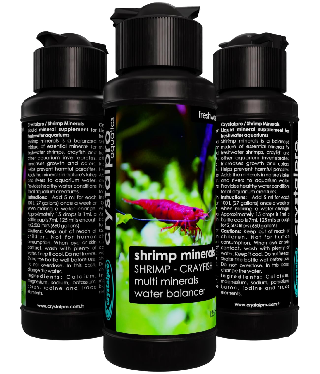 Crystalpro Shrimp Minerals 4.2 Oz - Liquid Aquarium Salt & Trace Elements for Freshwater Shrimp Tanks - Supports Caridina & Neoc