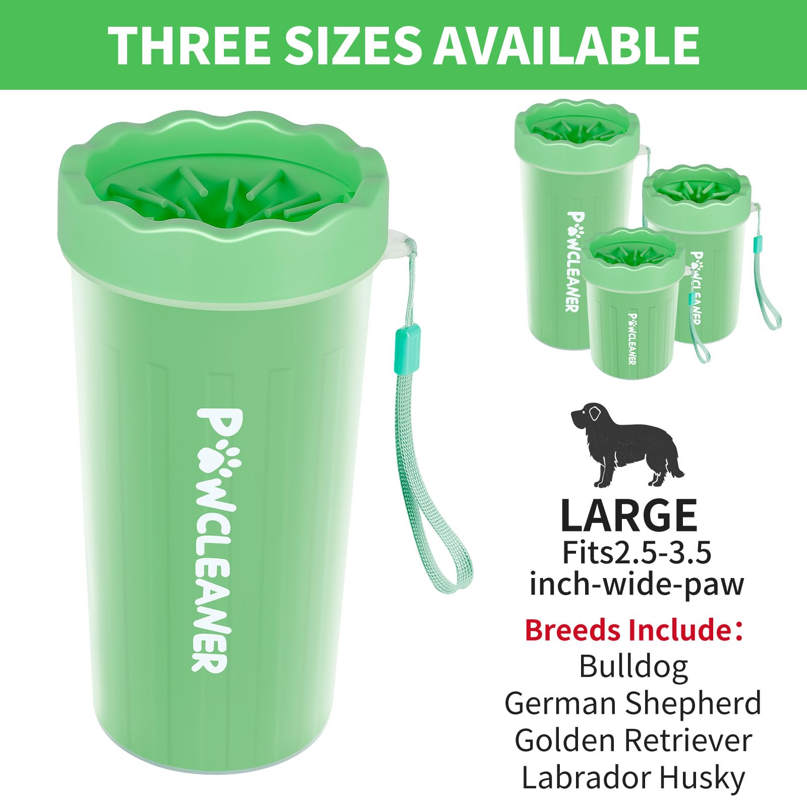 Dog Paw Cleaner For Dogs, (With 3Pcs Absorbent Towels & Adjustable Bath Brush) Dog Paw Washer, Pet Foot Cleaner (Light Green, La