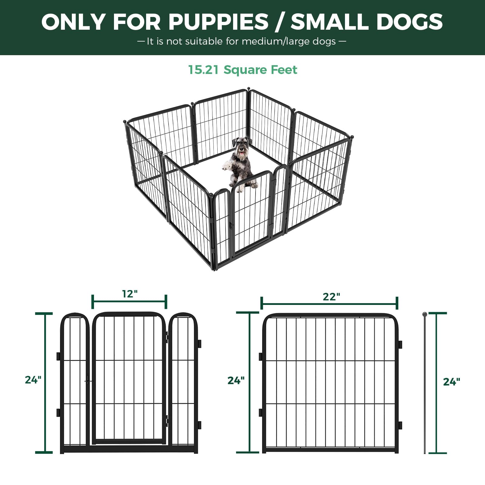 Fxw Homeplus Indoor Dog Playpen - Stress-Free And Safe Play, 24 Inch 8 Panels For Puppy And Small Dogs, Black│Patented