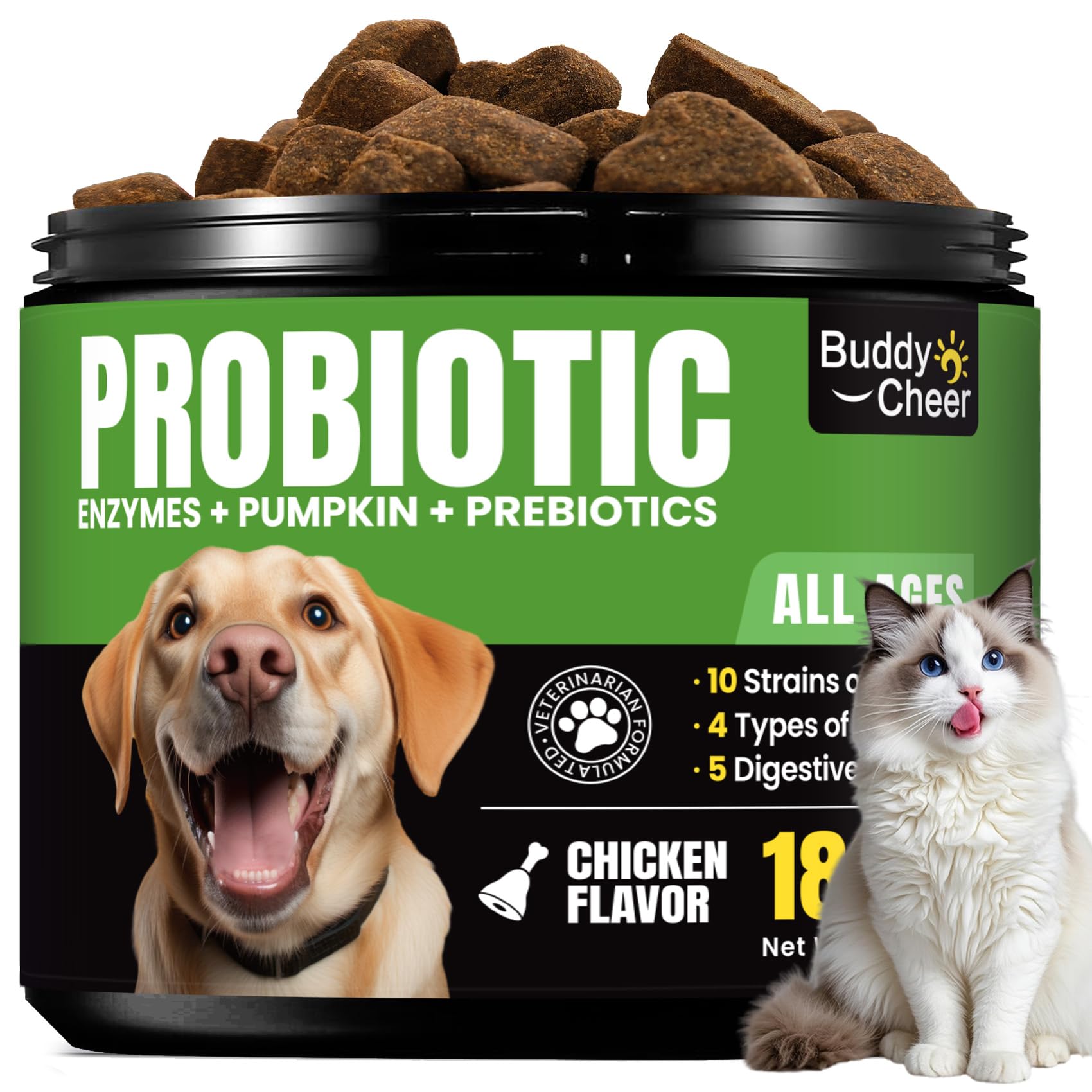 Probiotics for Dogs - Digestive Support Soft Chews with Prebiotics & Enzymes - Supports Gut Health & Tummy Comfort, Helps Ease G
