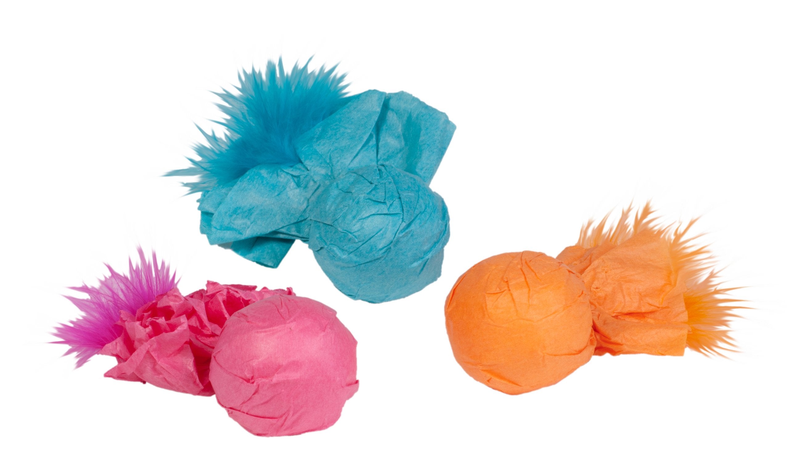 Boss Pet Chomper Kylies Brites 3-Piece Paper Ball Rattlers Toy with Feather for Pets