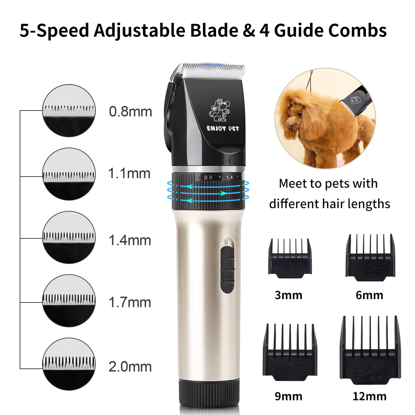Dog Clippers For Grooming, Low Noise Dog Grooming Clippers, Cordless Dog Hair Trimmer, Rechargeable Dog Shavers For Grooming Dogs Cats Pets